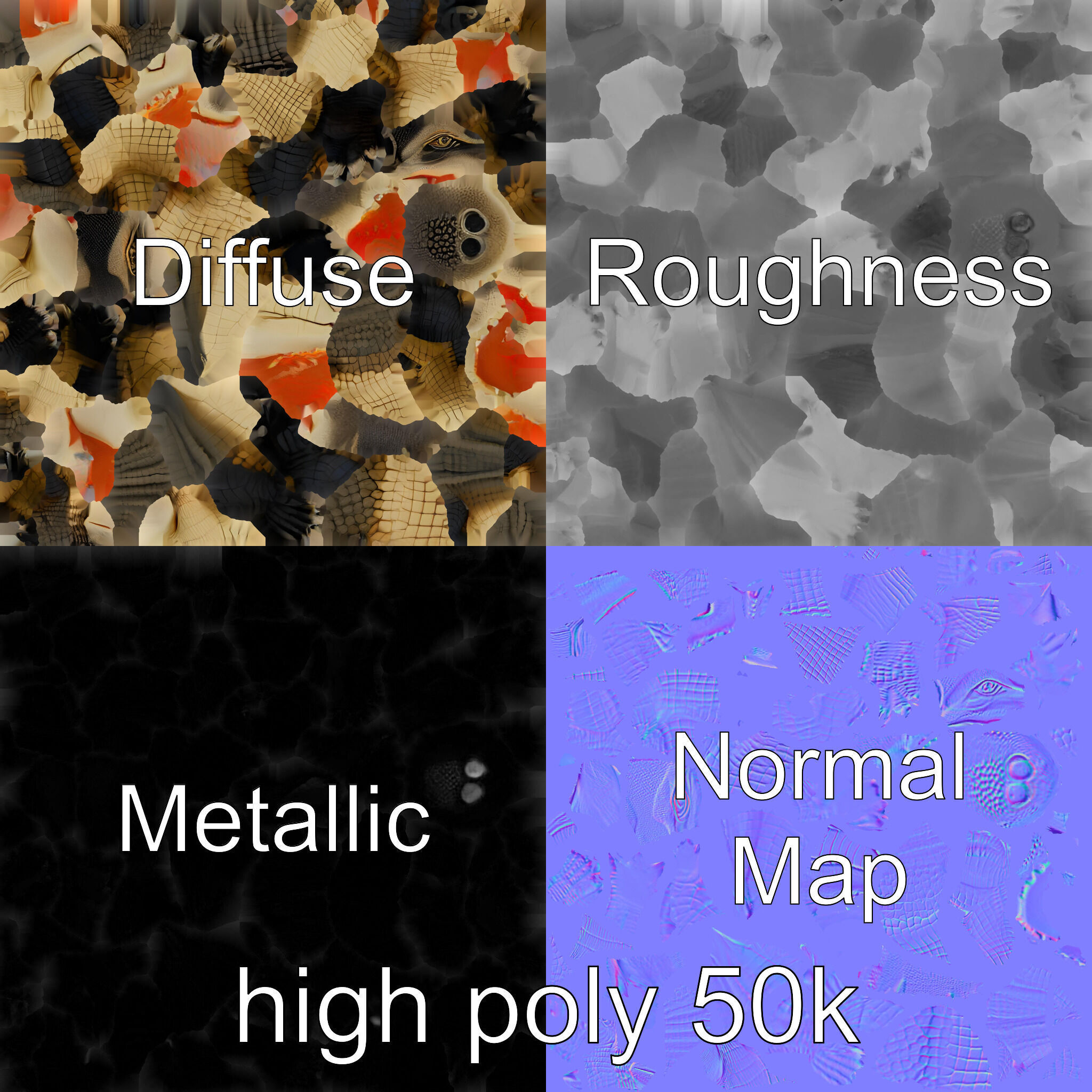 Alligator Broad Snout Realistic Sculpture model pack Low-poly 3D model_3