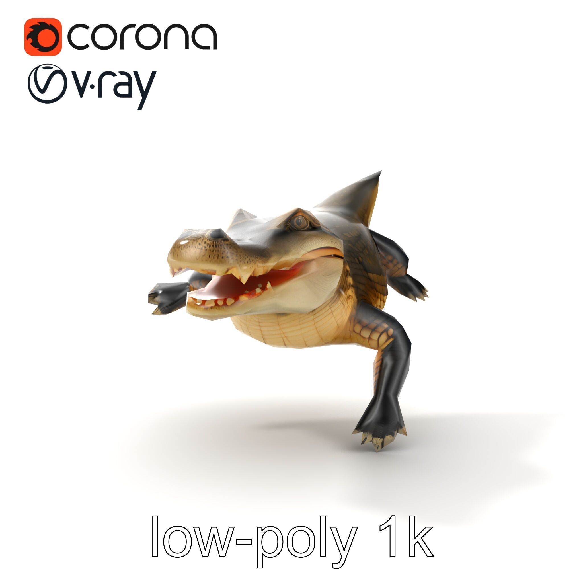 Alligator Broad Snout Realistic Sculpture model pack Low-poly 3D model_15