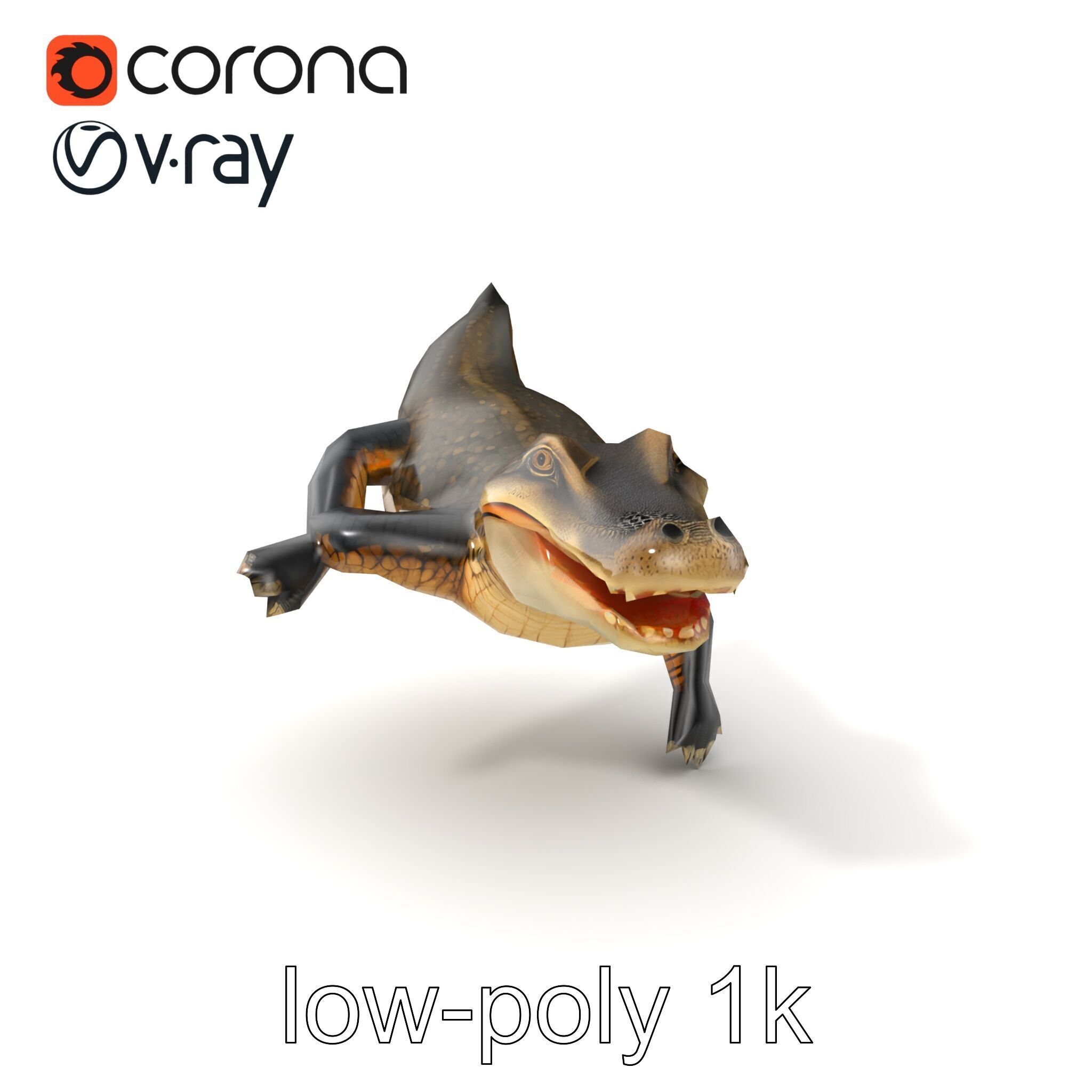 Alligator Broad Snout Realistic Sculpture model pack Low-poly 3D model_5
