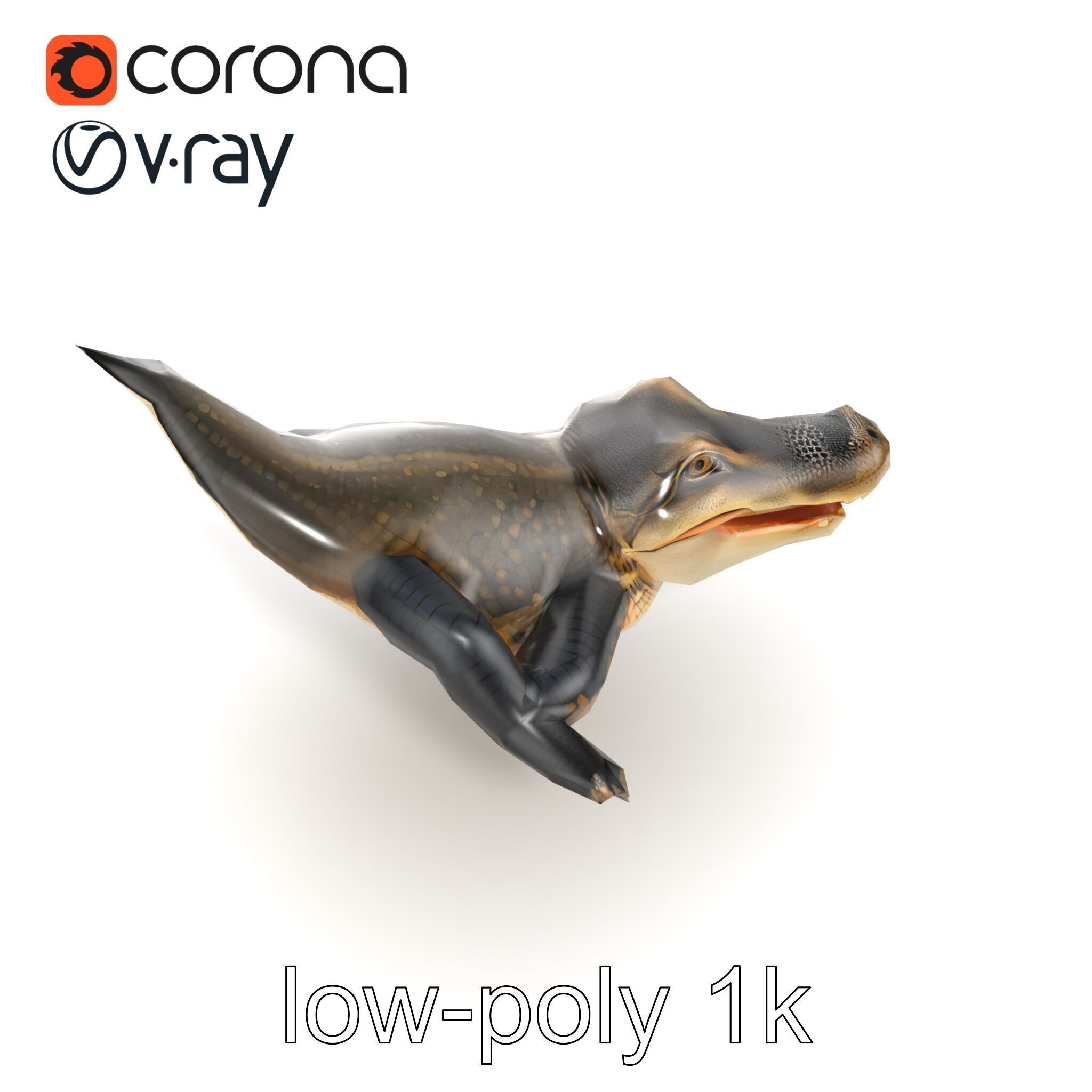 Alligator Broad Snout Realistic Sculpture model pack Low-poly 3D model_27