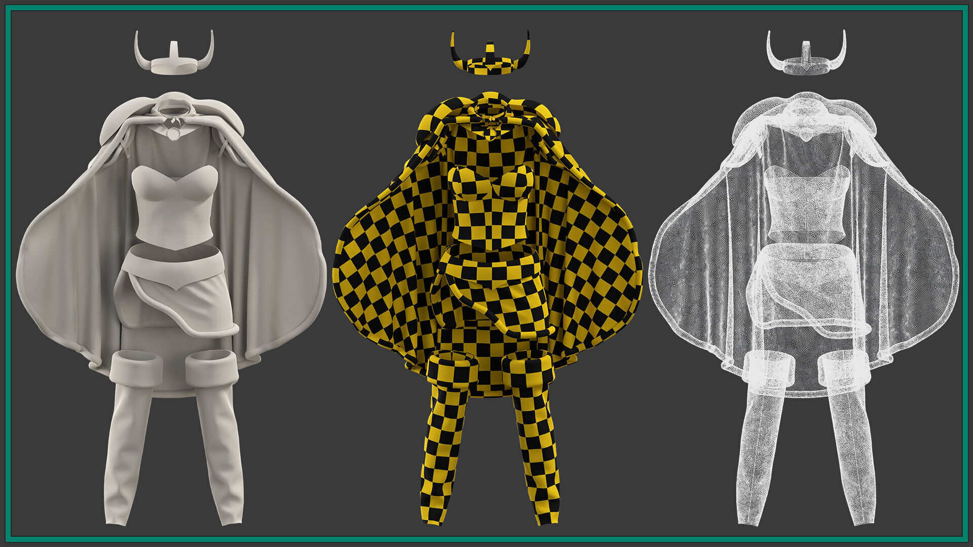 female Viking outfit with texture 3D model_5