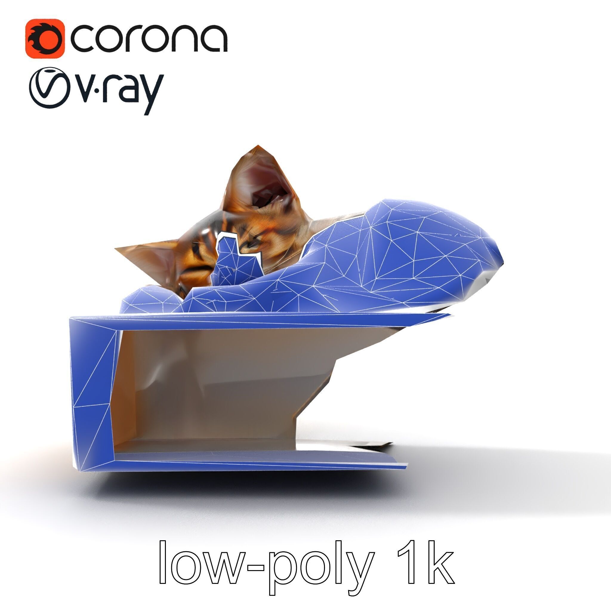 Cozy Cat in Box with Velvety Fur model pack Low-poly 3D model_28