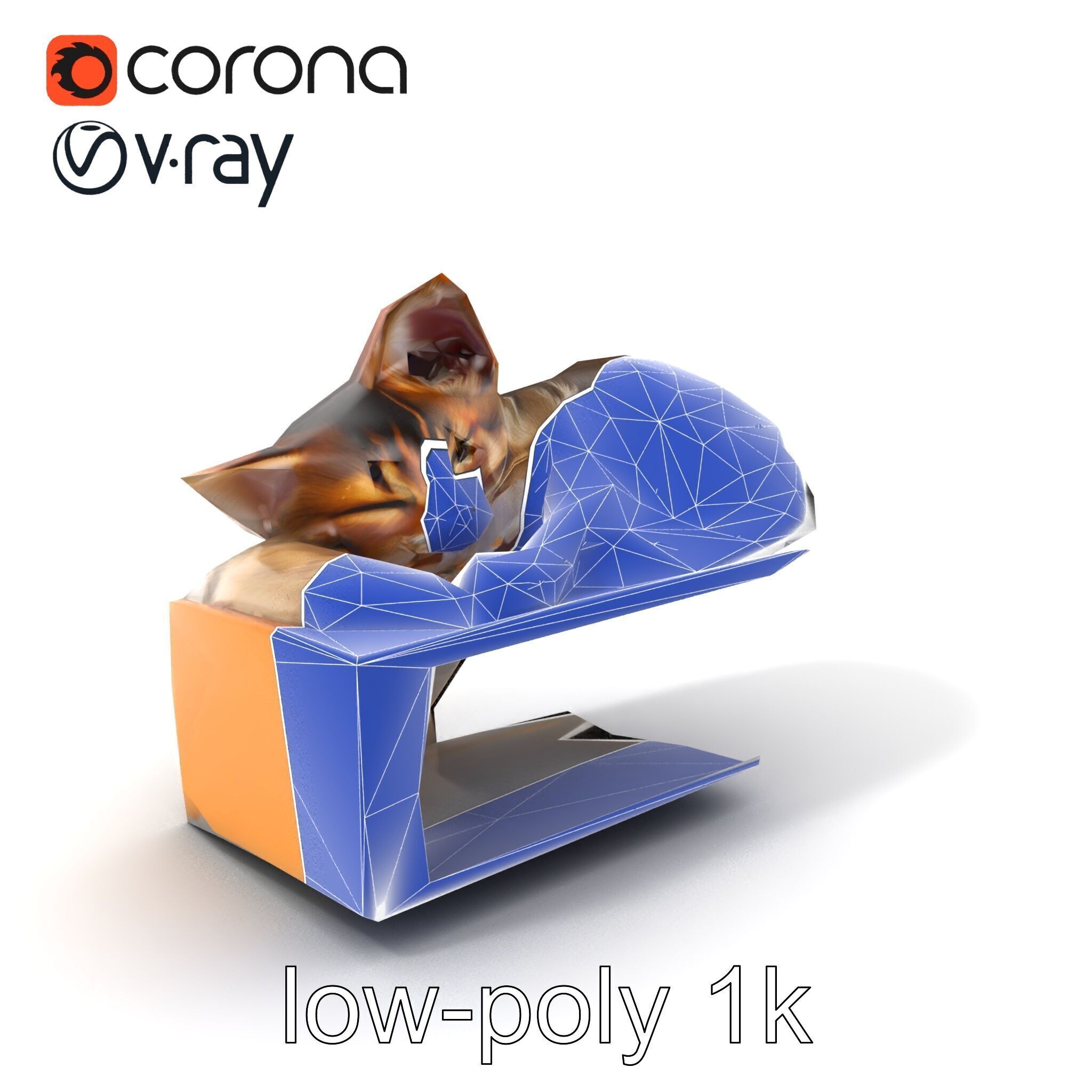 Cozy Cat in Box with Velvety Fur model pack Low-poly 3D model_7