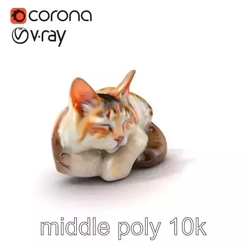 Sleeping Cat on Windowsill D Model Pack Low-poly 3D model