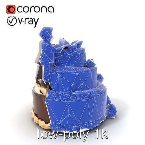 ThreeTier Chocolate Figurine Cake with Chocolate Molds model ... Low-poly 3D model 7
