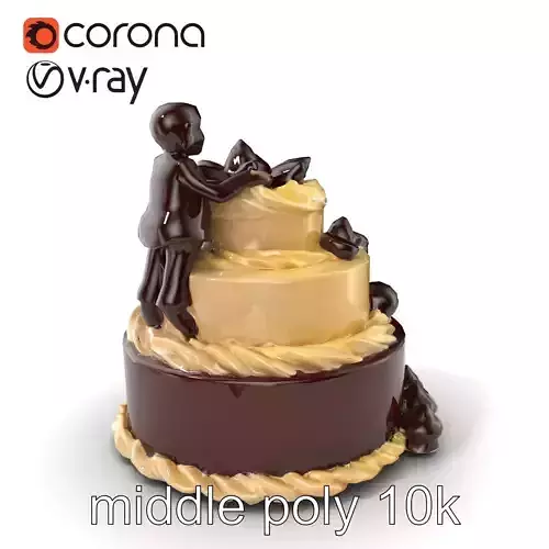 ThreeTier Chocolate Figurine Cake with Chocolate Molds model pack