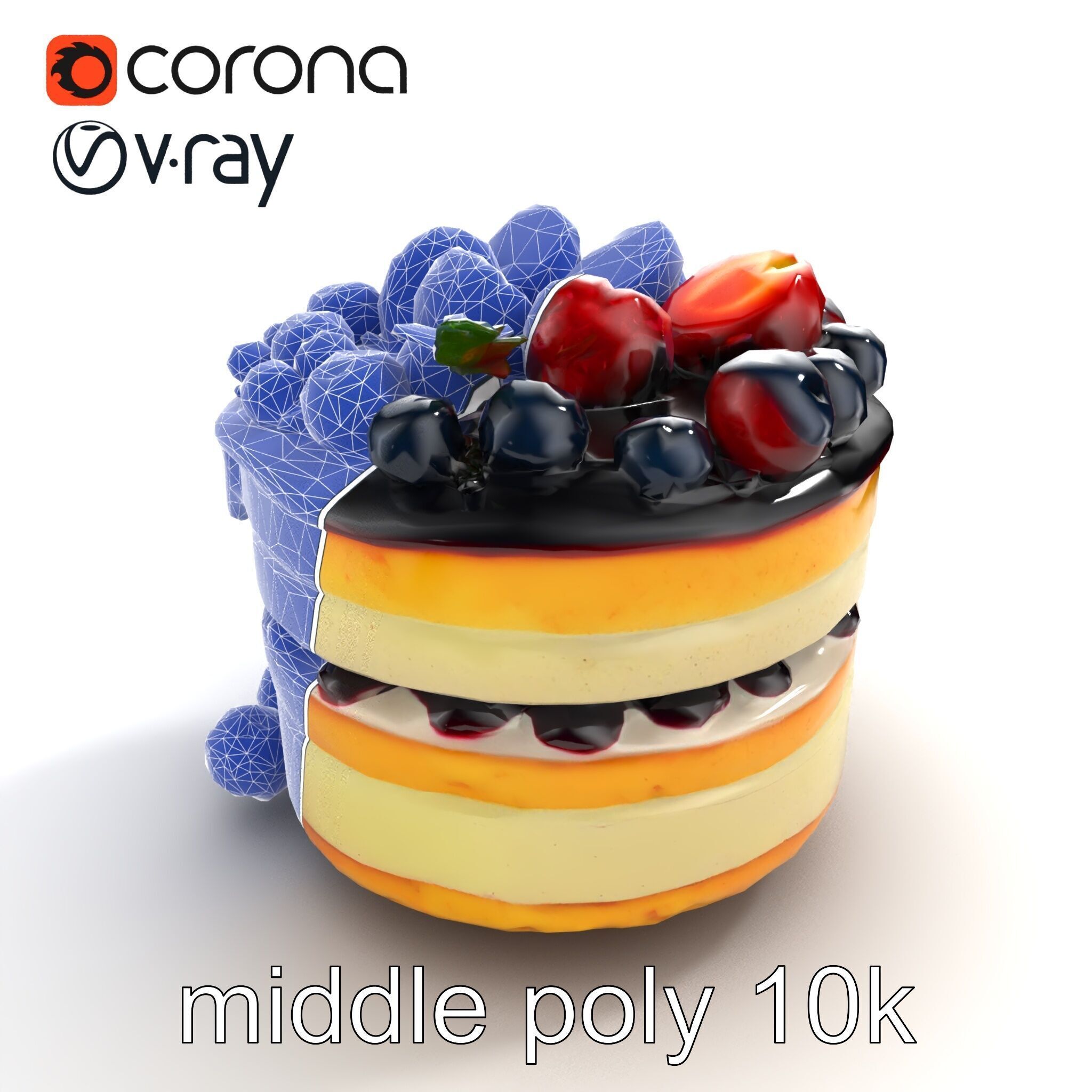 Berry Cake Dessert Delight model pack Low-poly 3D model_24