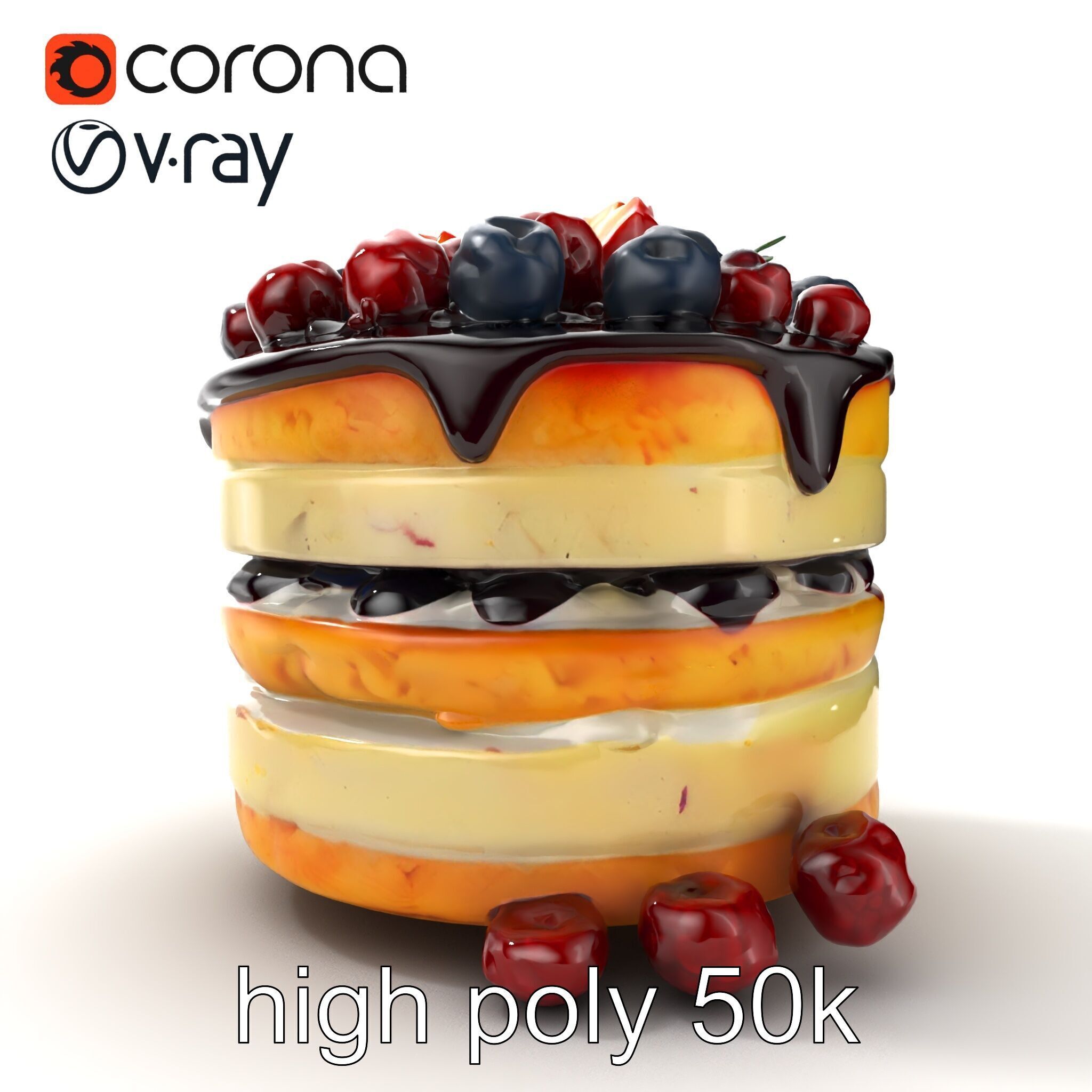 Berry Cake Dessert Delight model pack Low-poly 3D model_27
