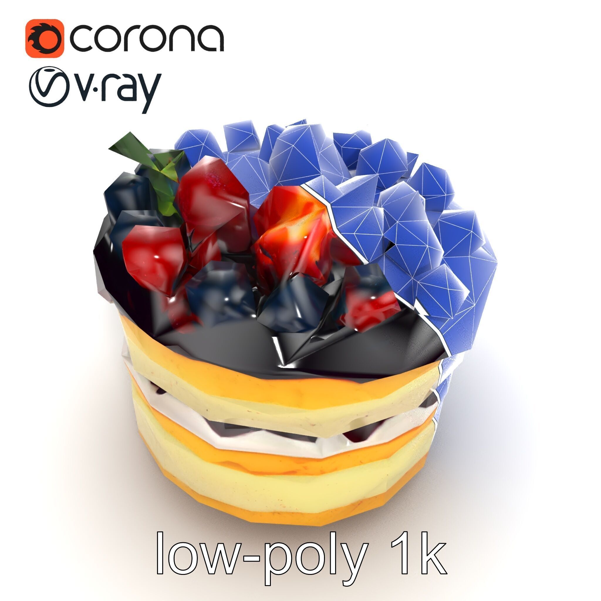 Berry Cake Dessert Delight model pack Low-poly 3D model_31