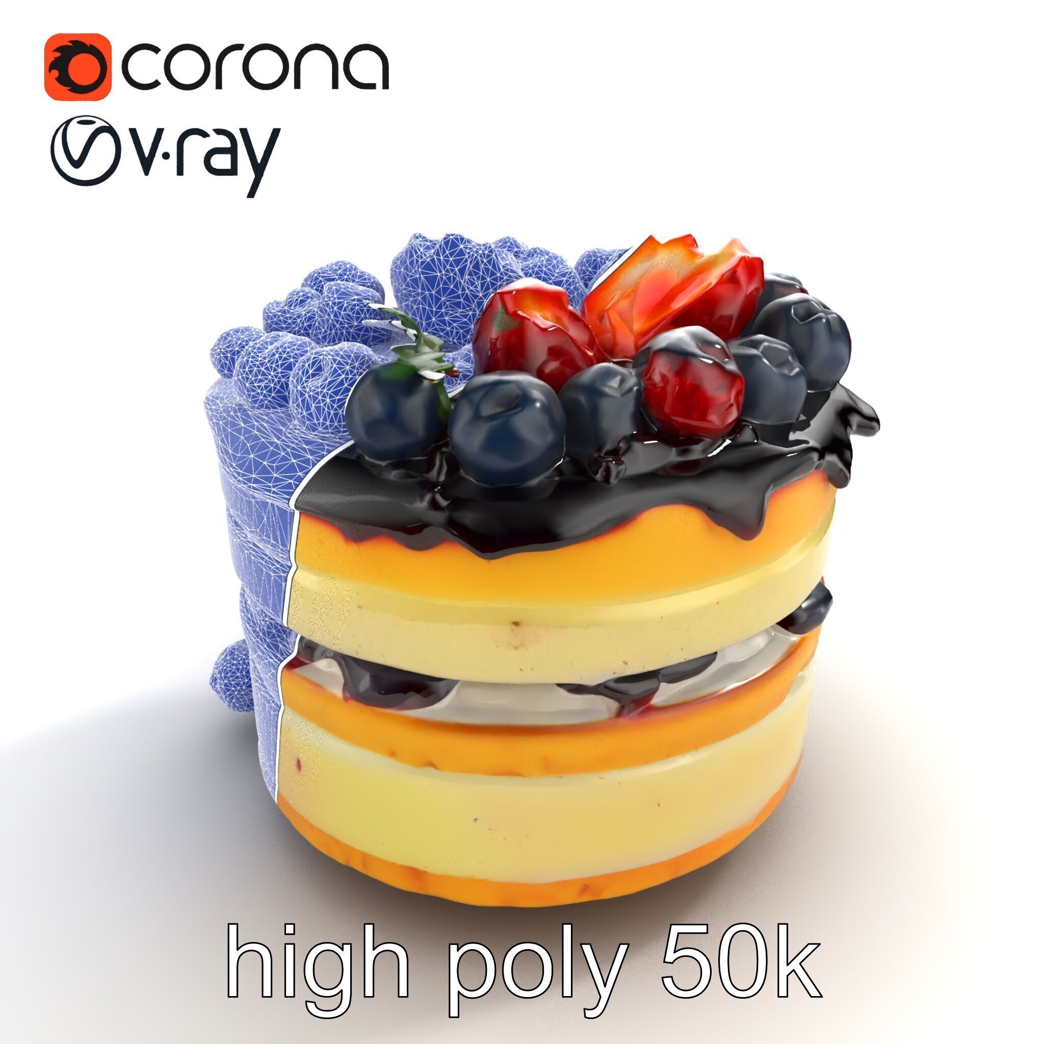 Berry Cake Dessert Delight model pack Low-poly 3D model_15