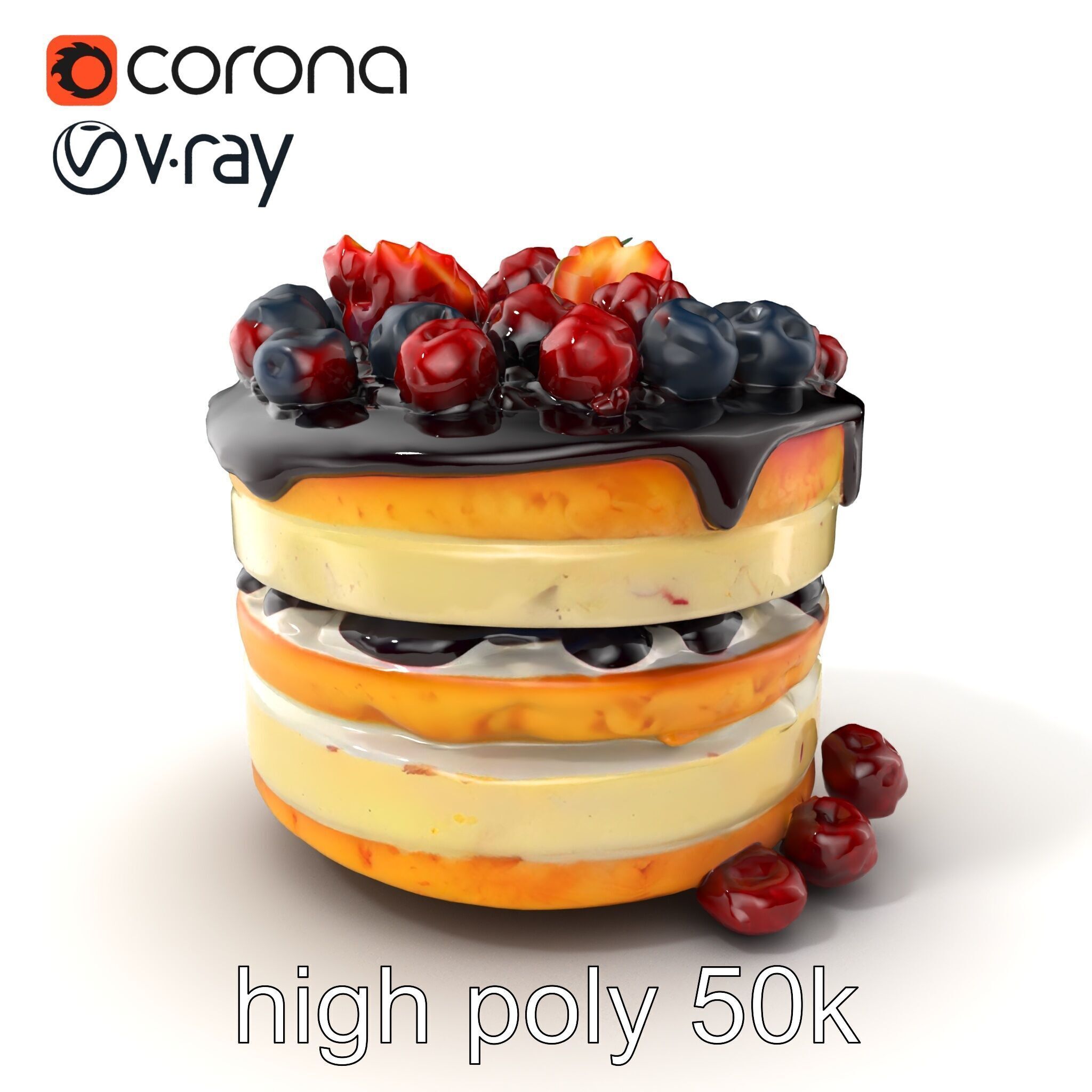 Berry Cake Dessert Delight model pack Low-poly 3D model_2