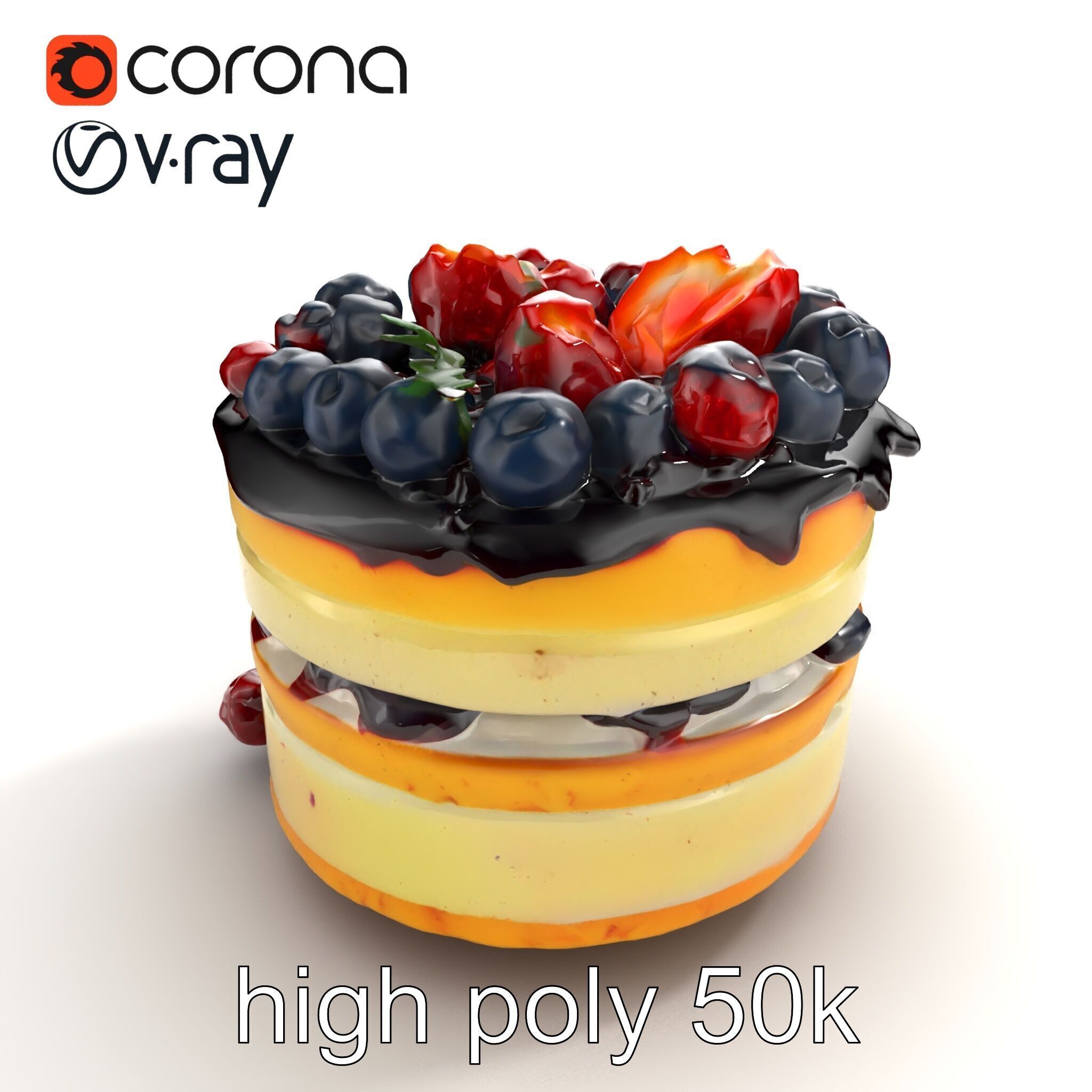 Berry Cake Dessert Delight model pack Low-poly 3D model_11