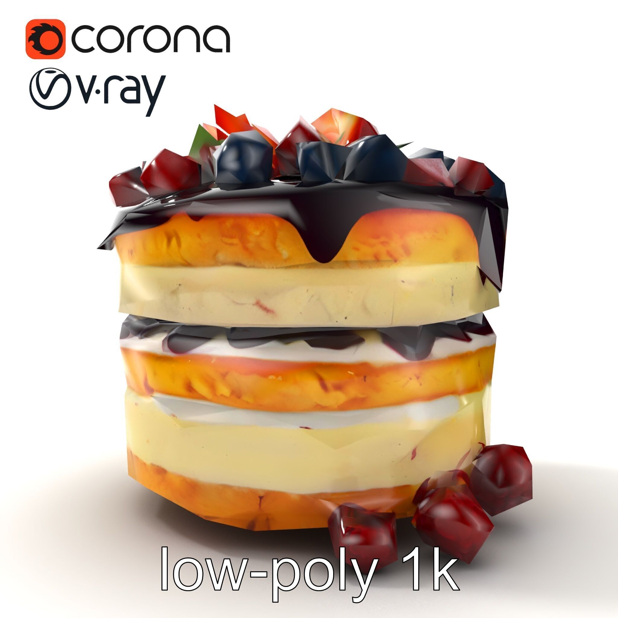 Berry Cake Dessert Delight model pack Low-poly 3D model_30