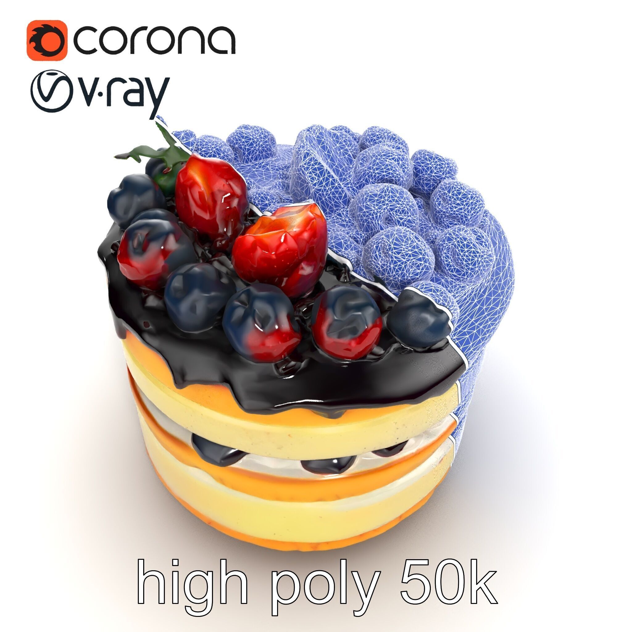 Berry Cake Dessert Delight model pack Low-poly 3D model_20