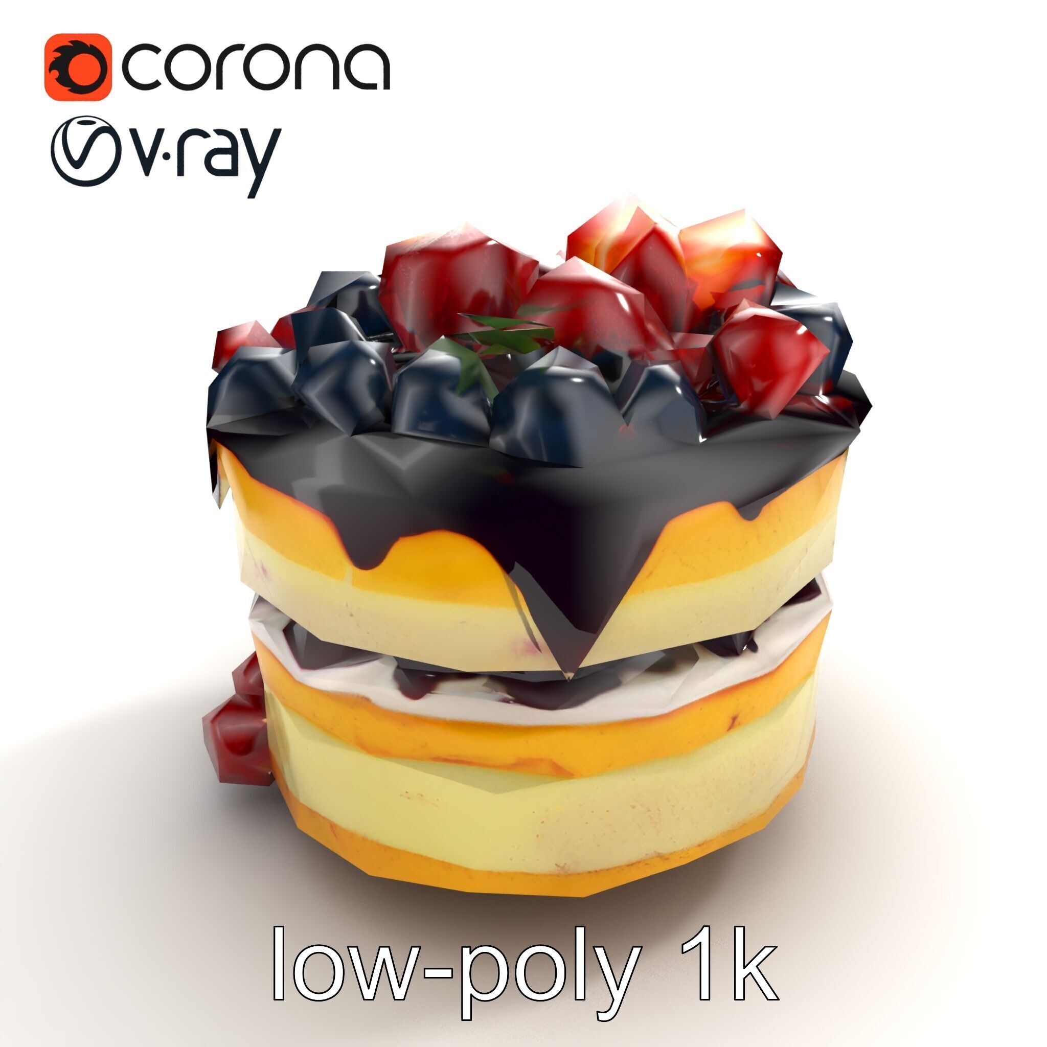 Berry Cake Dessert Delight model pack Low-poly 3D model_9
