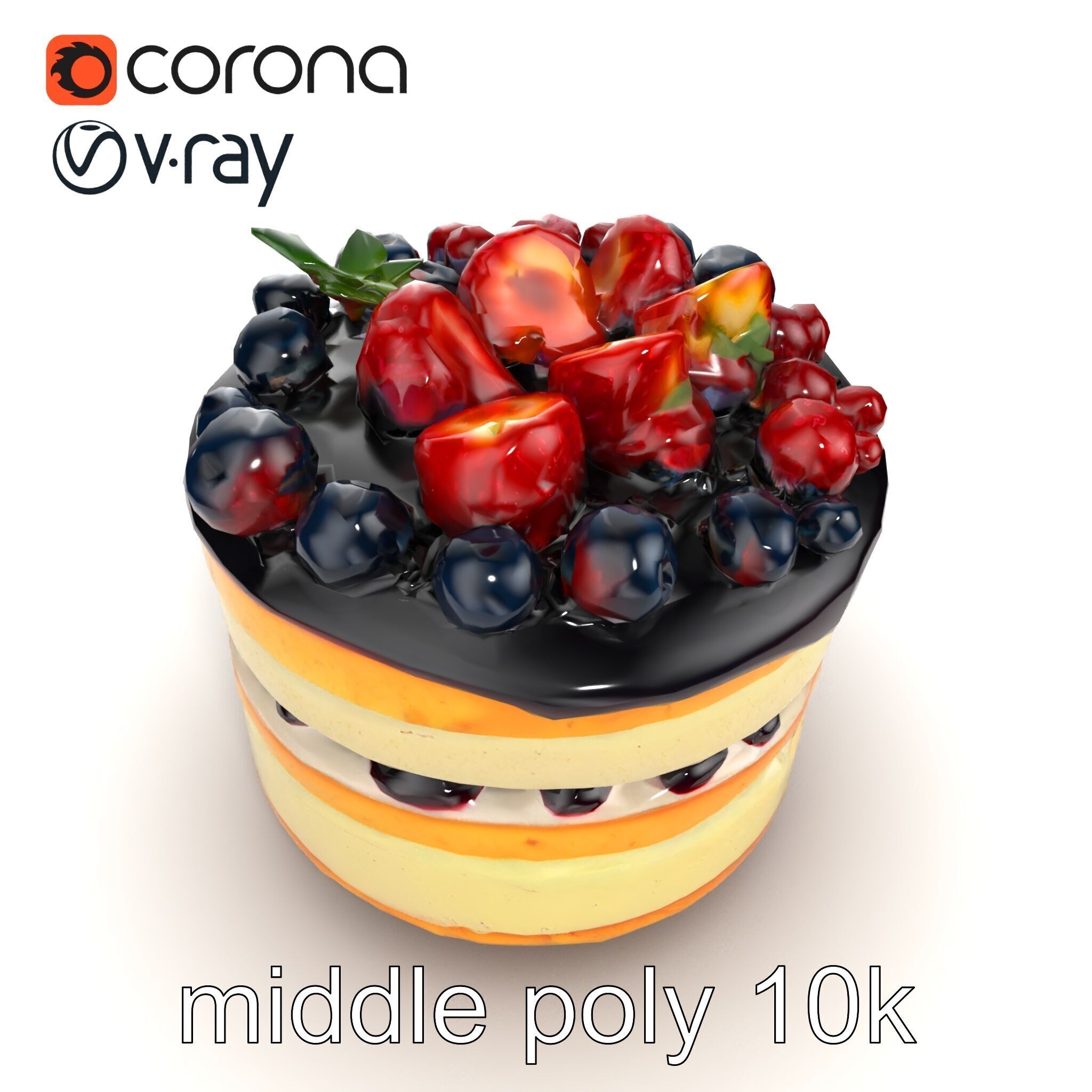 Berry Cake Dessert Delight model pack Low-poly 3D model_14