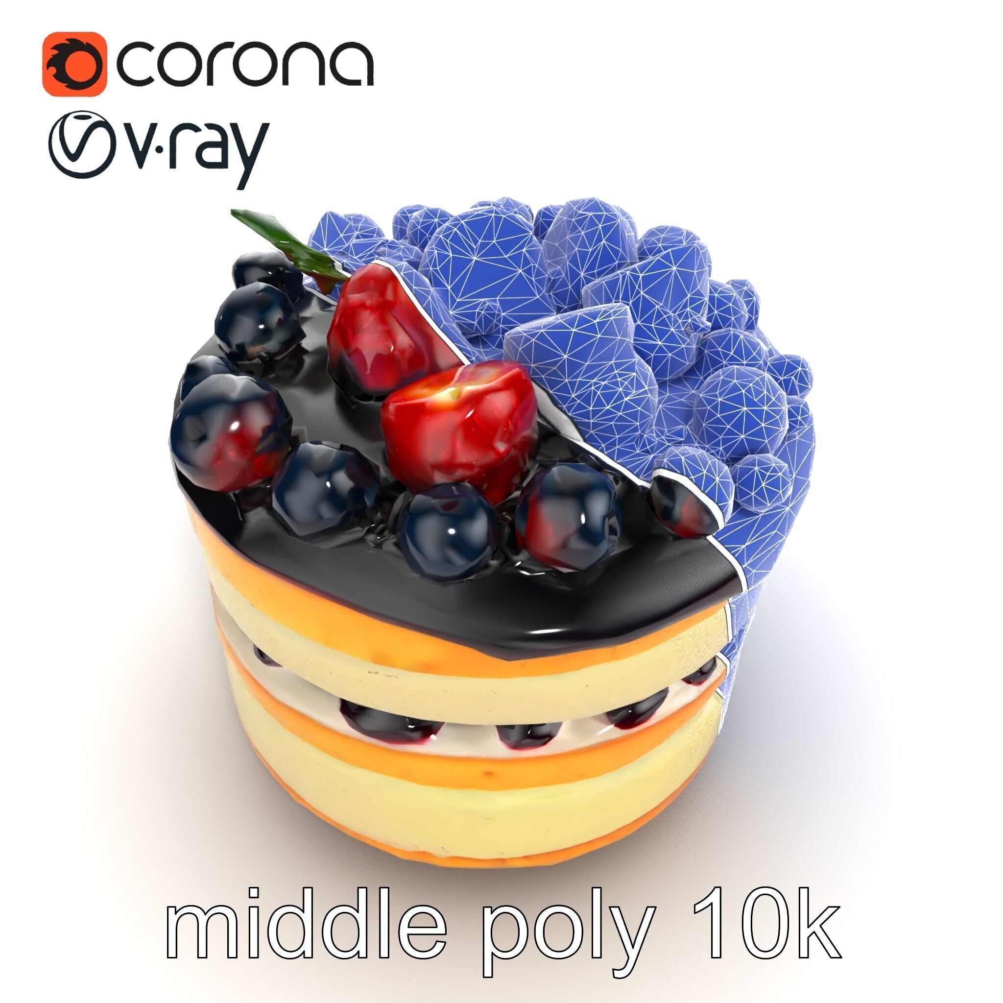 Berry Cake Dessert Delight model pack Low-poly 3D model_18