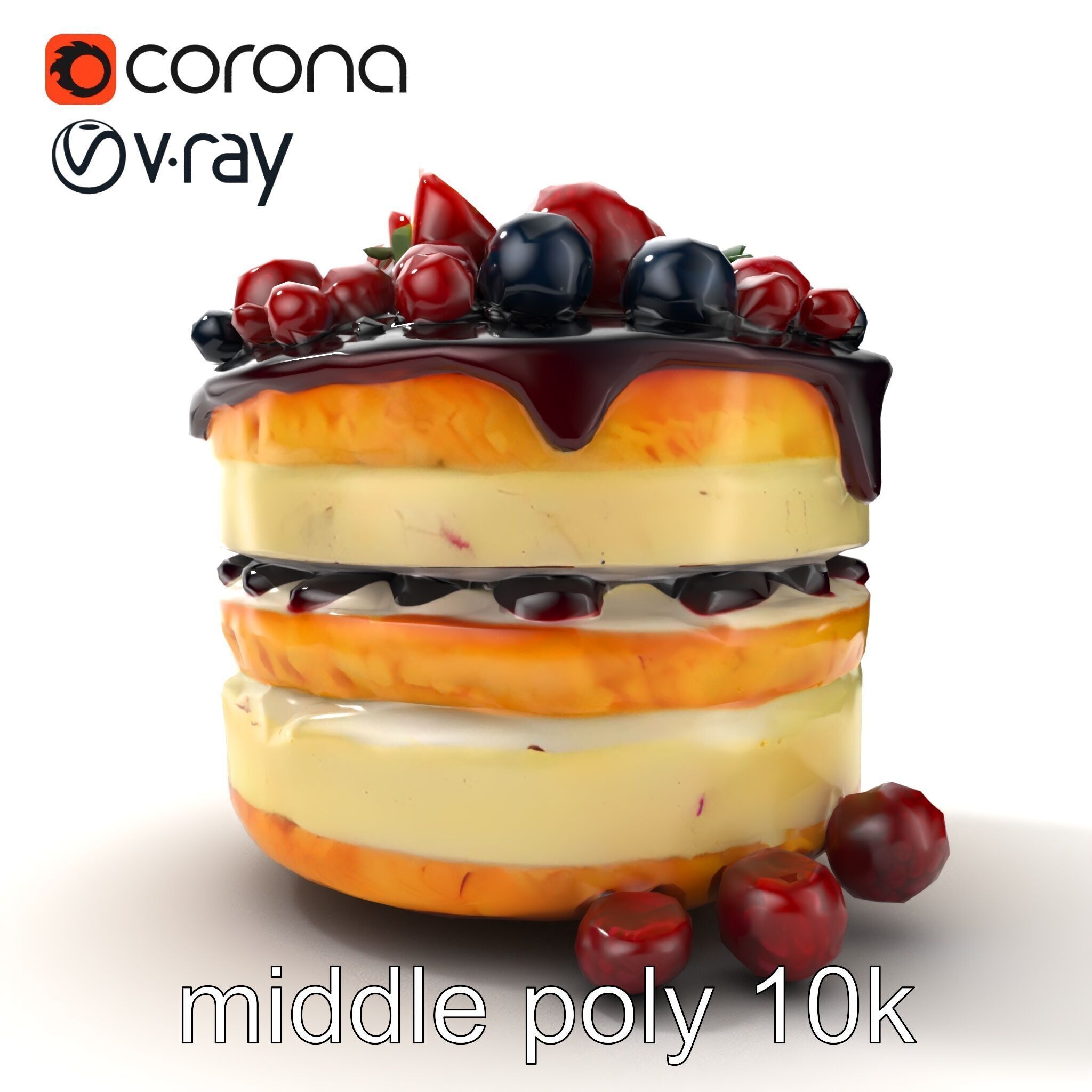 Berry Cake Dessert Delight model pack Low-poly 3D model_17