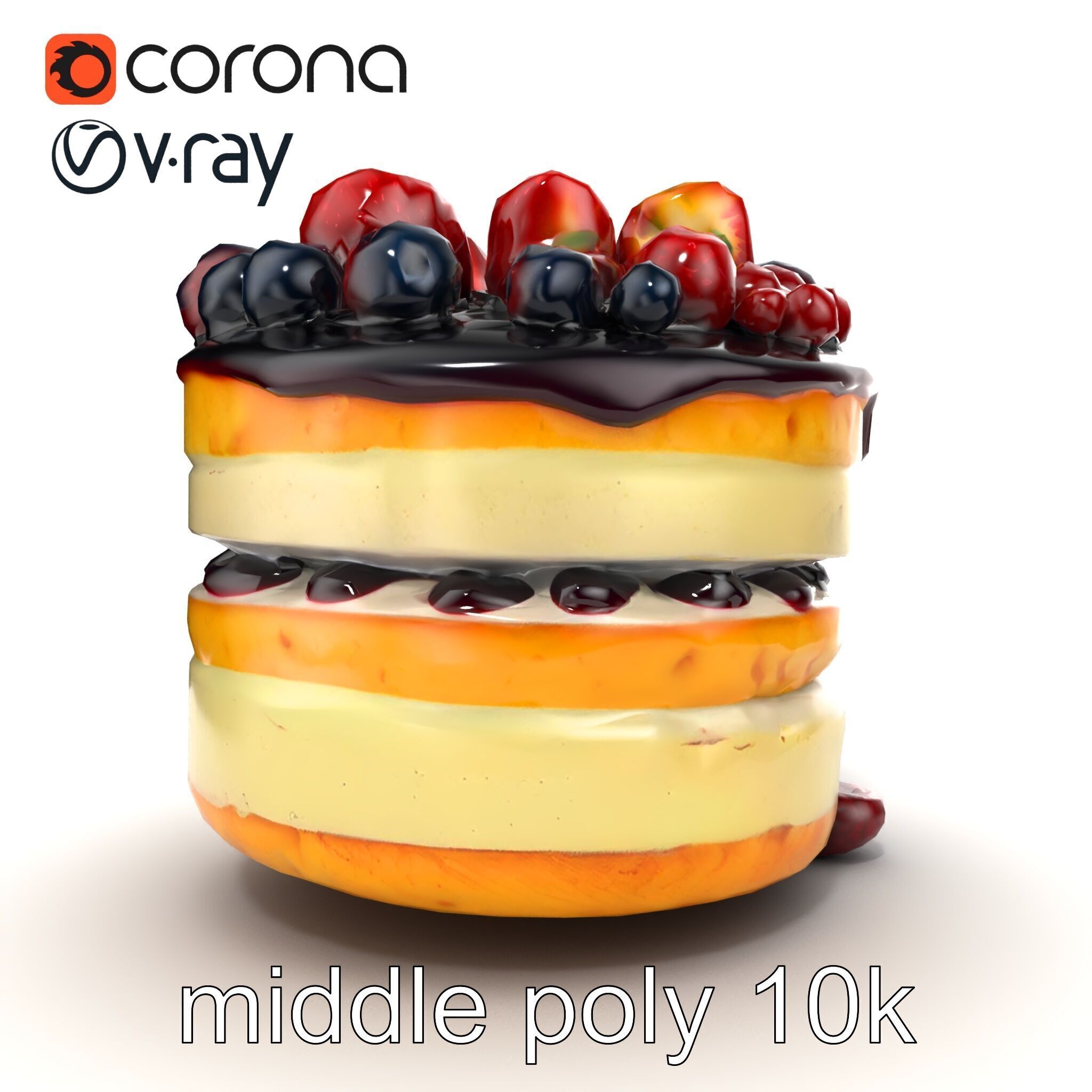 Berry Cake Dessert Delight model pack Low-poly 3D model_21