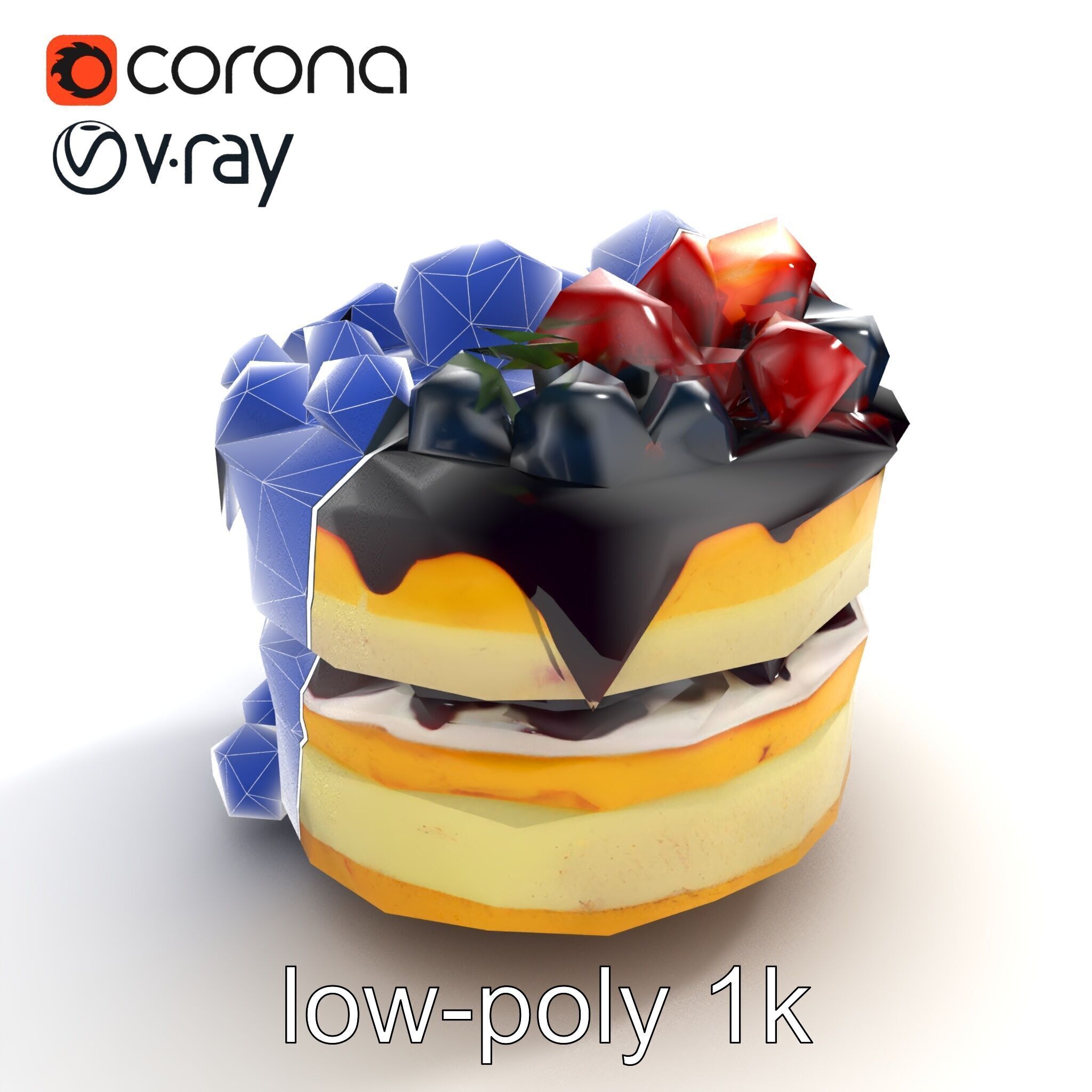 Berry Cake Dessert Delight model pack Low-poly 3D model_32