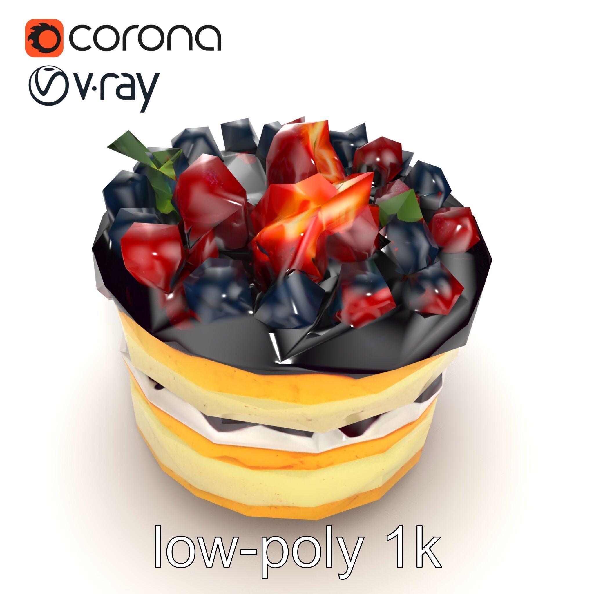 Berry Cake Dessert Delight model pack Low-poly 3D model_26
