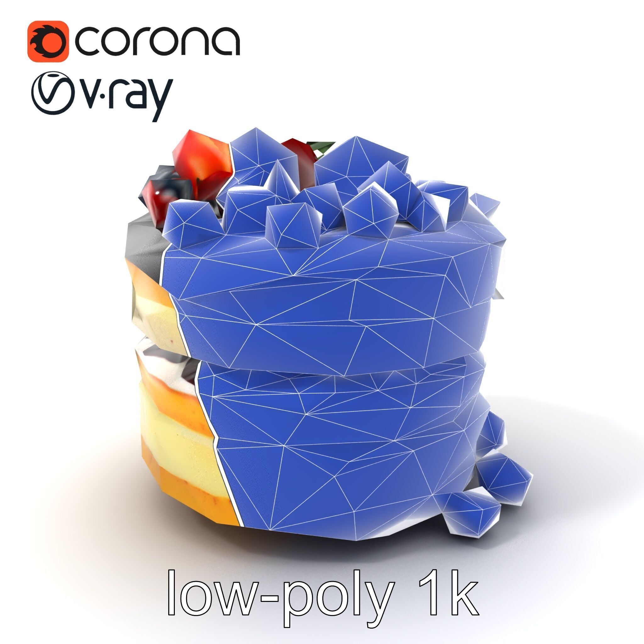 Berry Cake Dessert Delight model pack Low-poly 3D model_7