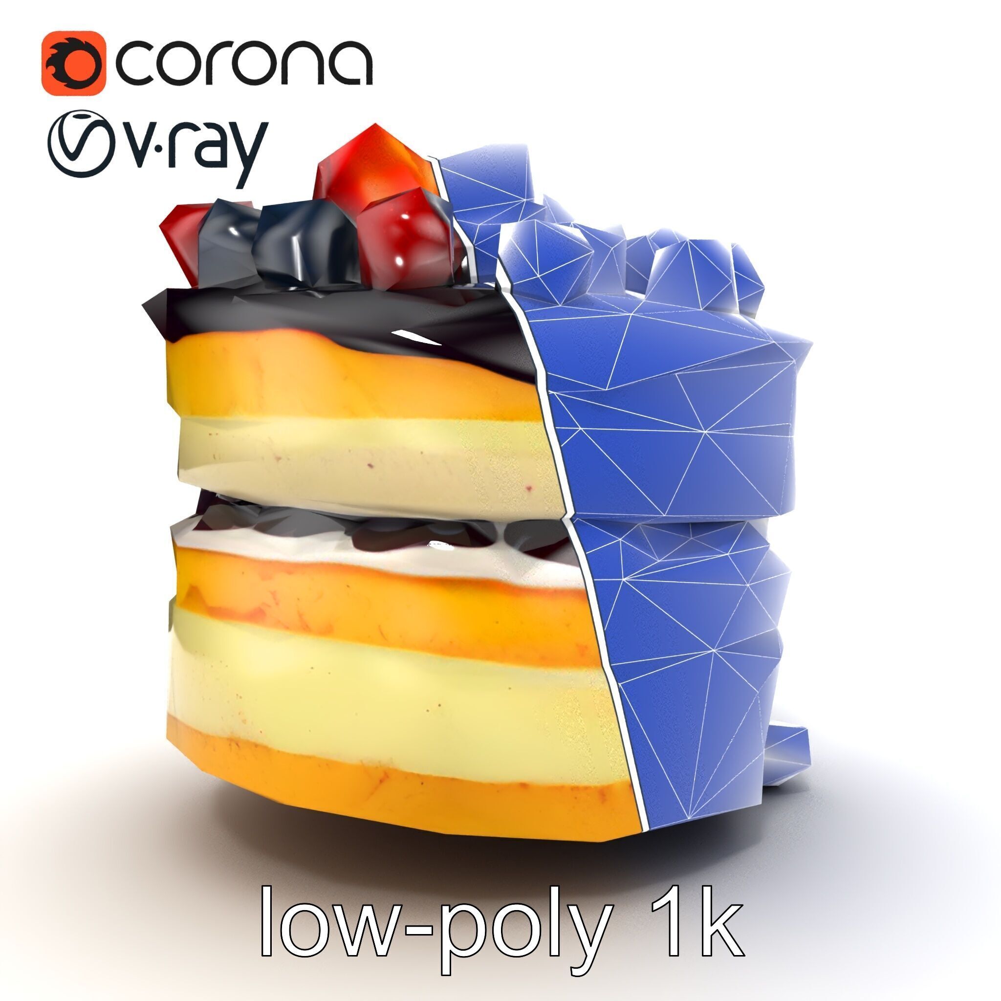 Berry Cake Dessert Delight model pack Low-poly 3D model_13