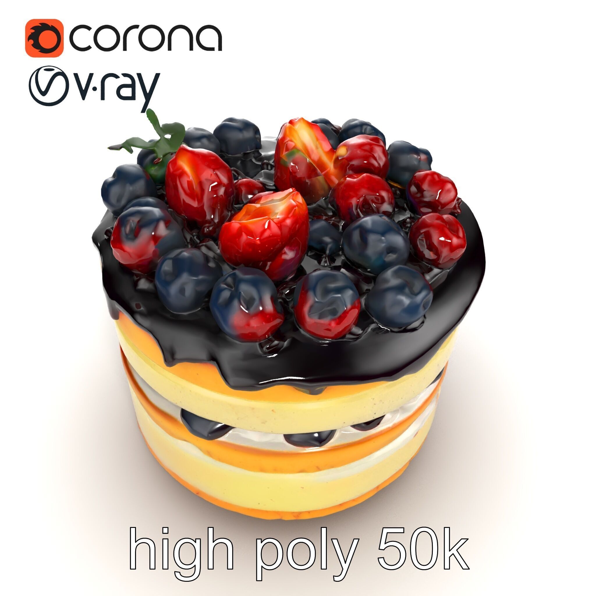 Berry Cake Dessert Delight model pack Low-poly 3D model_23