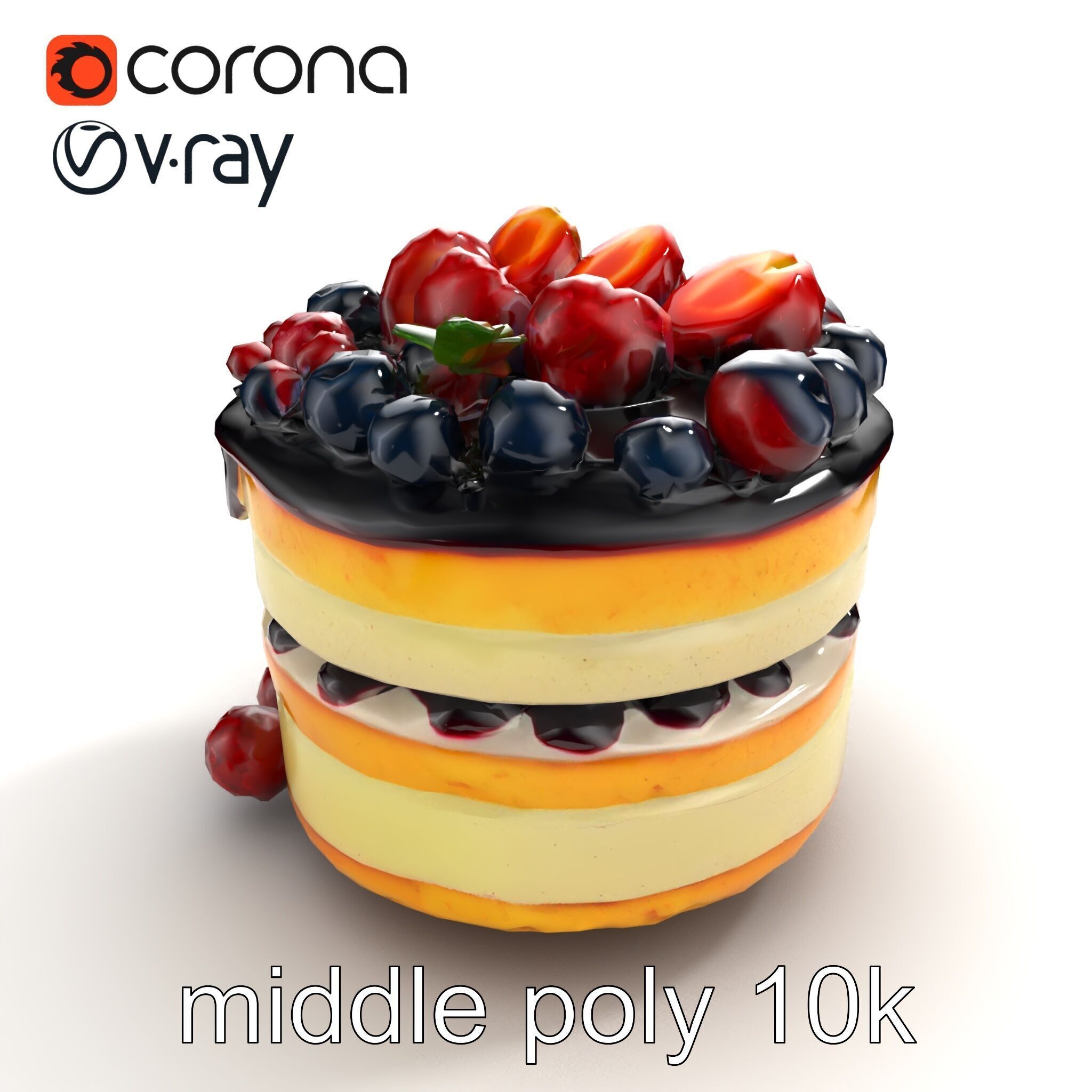 Berry Cake Dessert Delight model pack Low-poly 3D model_8