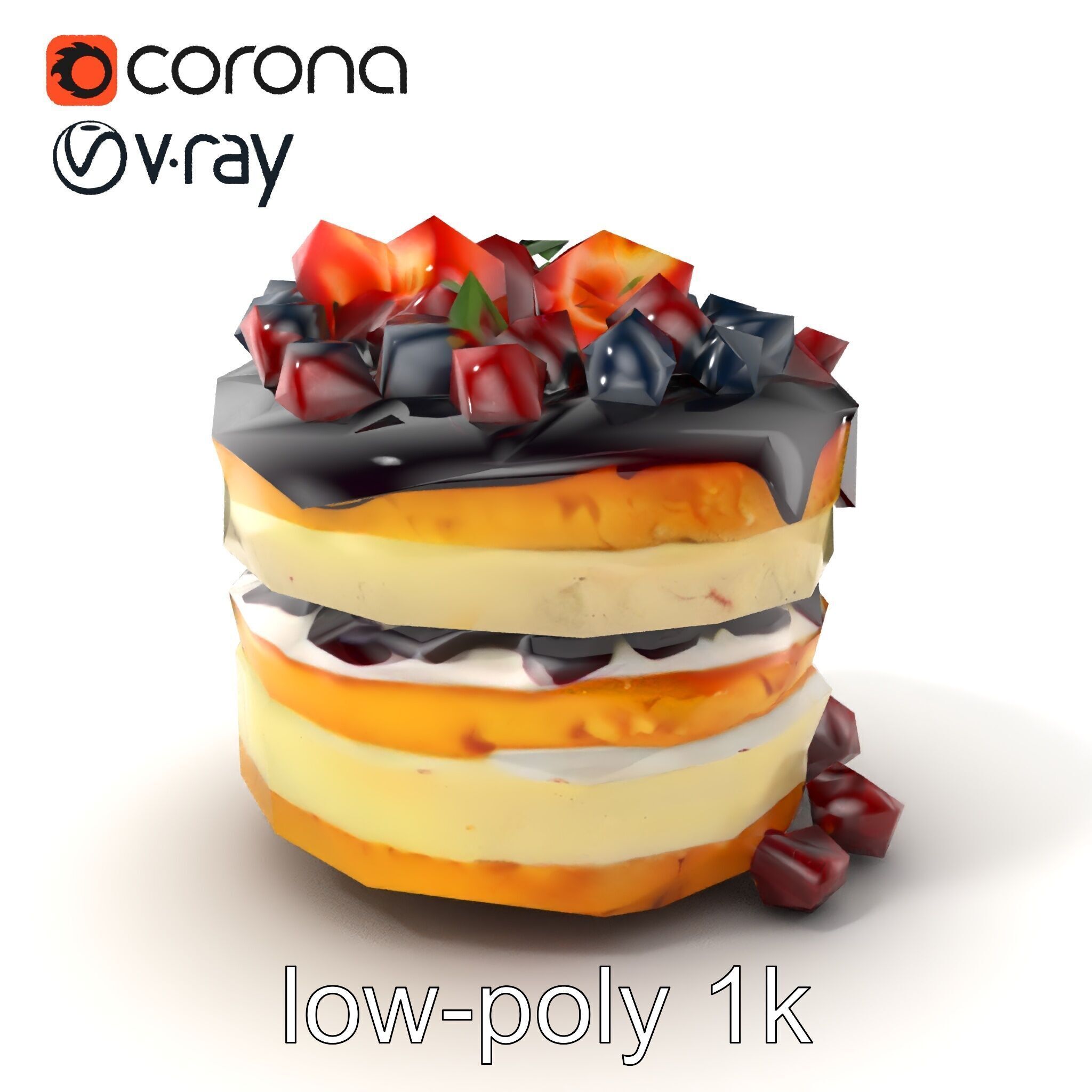 Berry Cake Dessert Delight model pack Low-poly 3D model_5