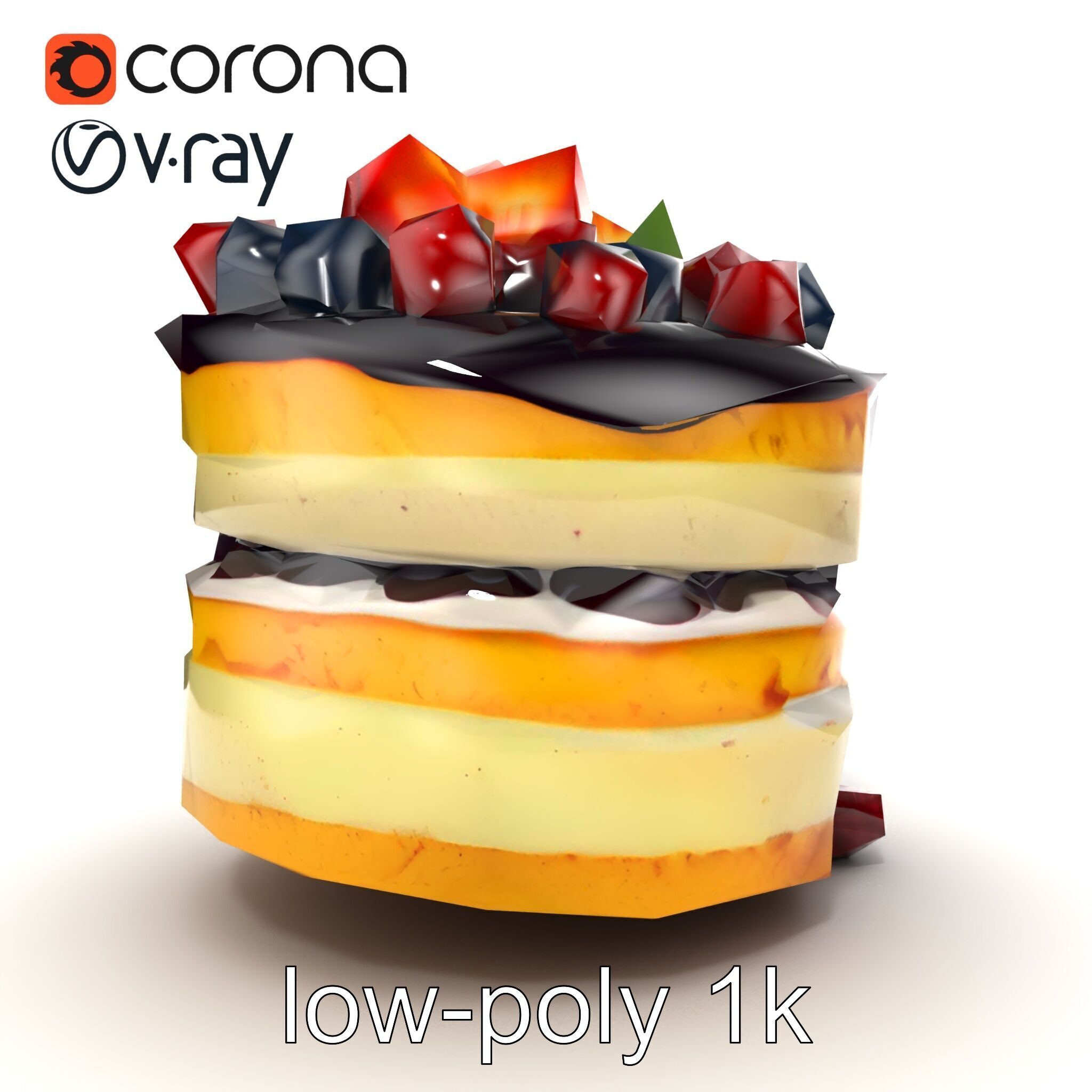 Berry Cake Dessert Delight model pack Low-poly 3D model_12