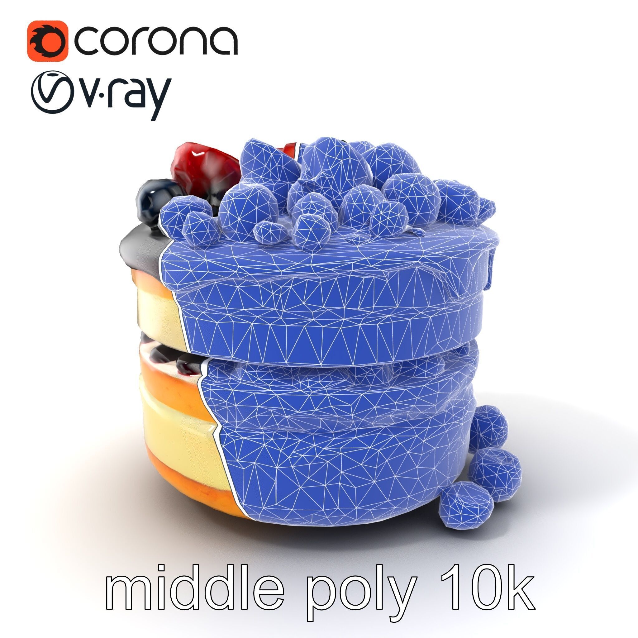 Berry Cake Dessert Delight model pack Low-poly 3D model_6