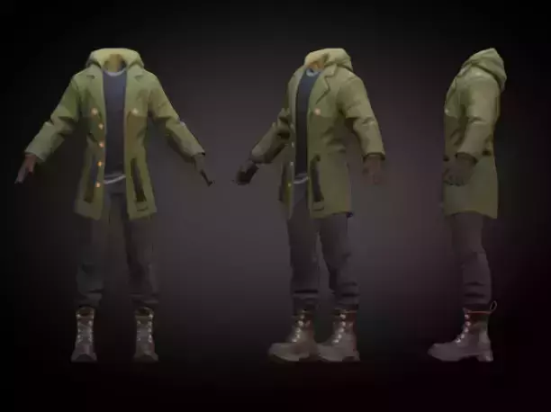 Mens military clothing model stylised lowpoly Low-poly 3D model