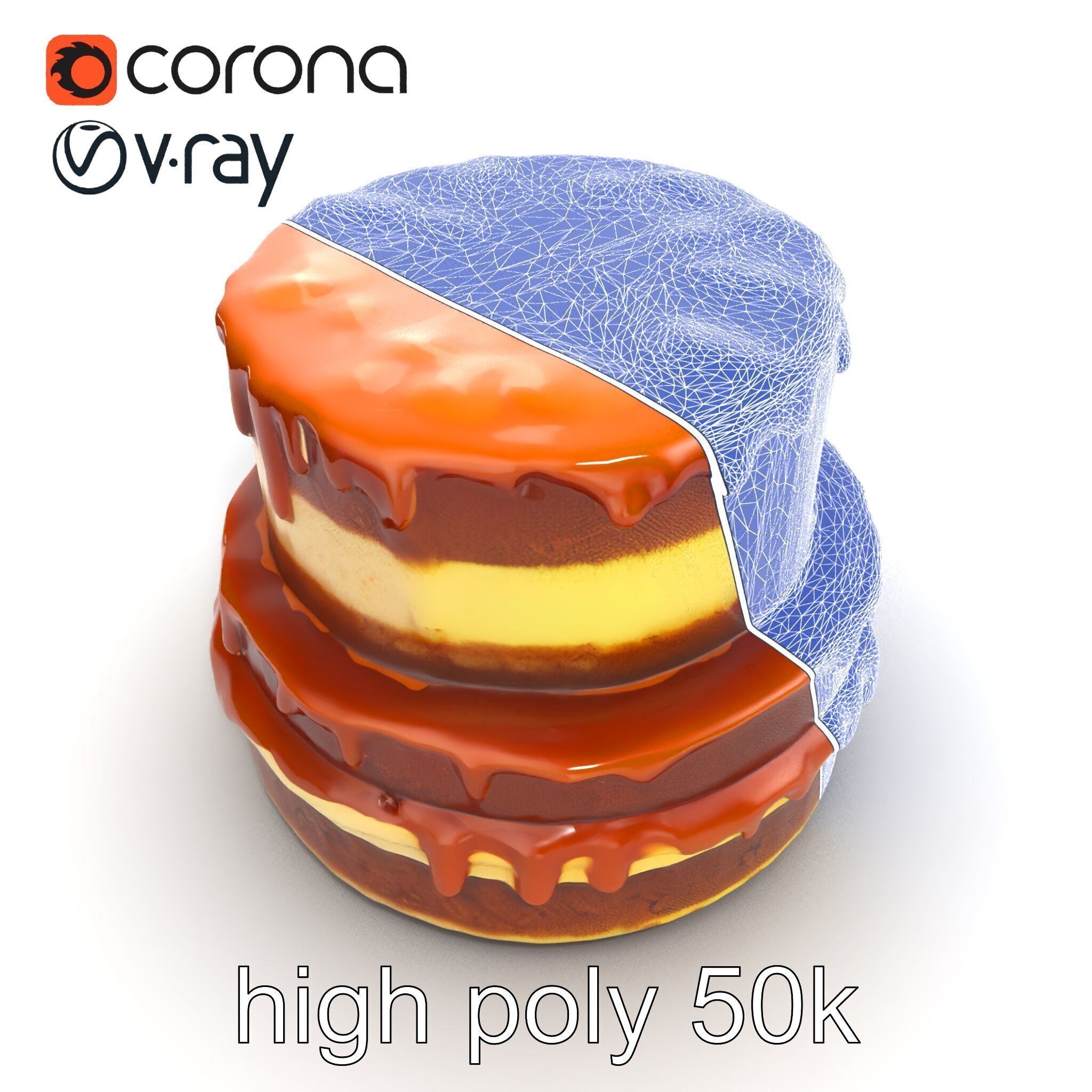 TwoTier Caramel Cake D Model Pack Low-poly 3D model_25