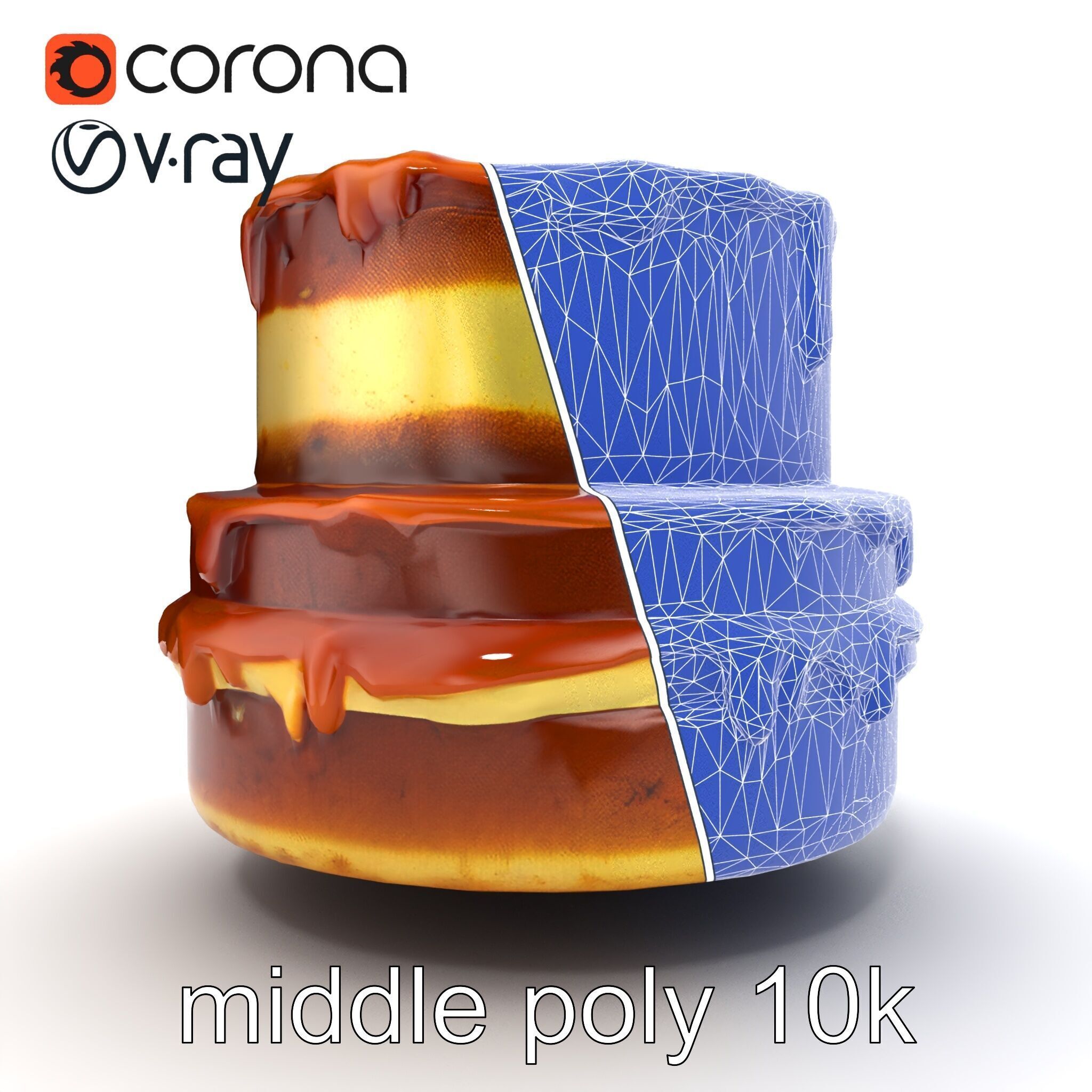 TwoTier Caramel Cake D Model Pack Low-poly 3D model_26