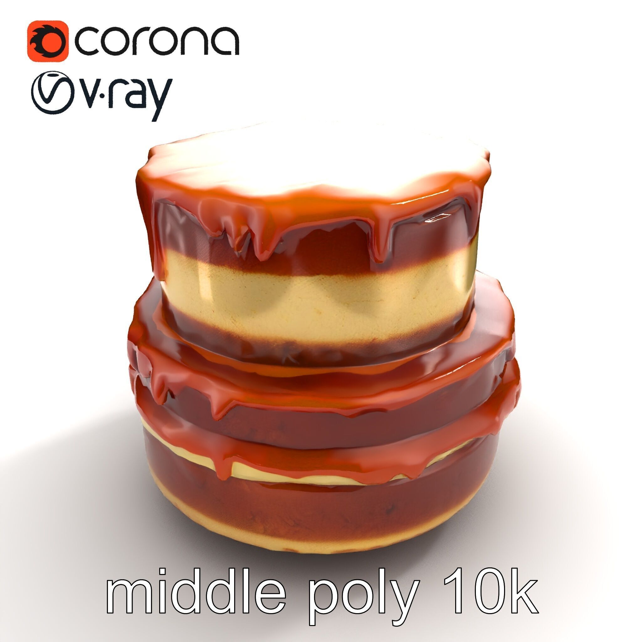 TwoTier Caramel Cake D Model Pack Low-poly 3D model_8