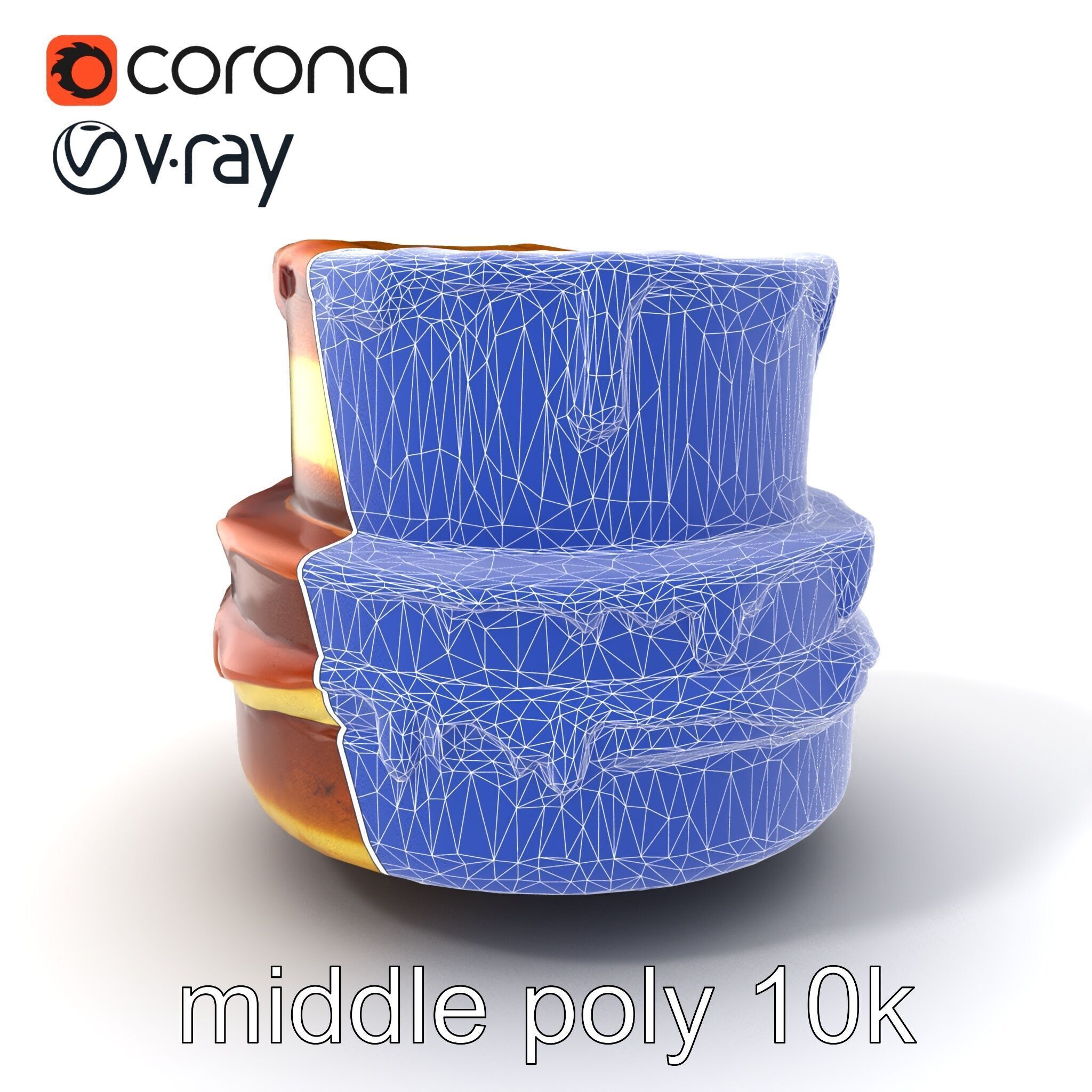 TwoTier Caramel Cake D Model Pack Low-poly 3D model_6