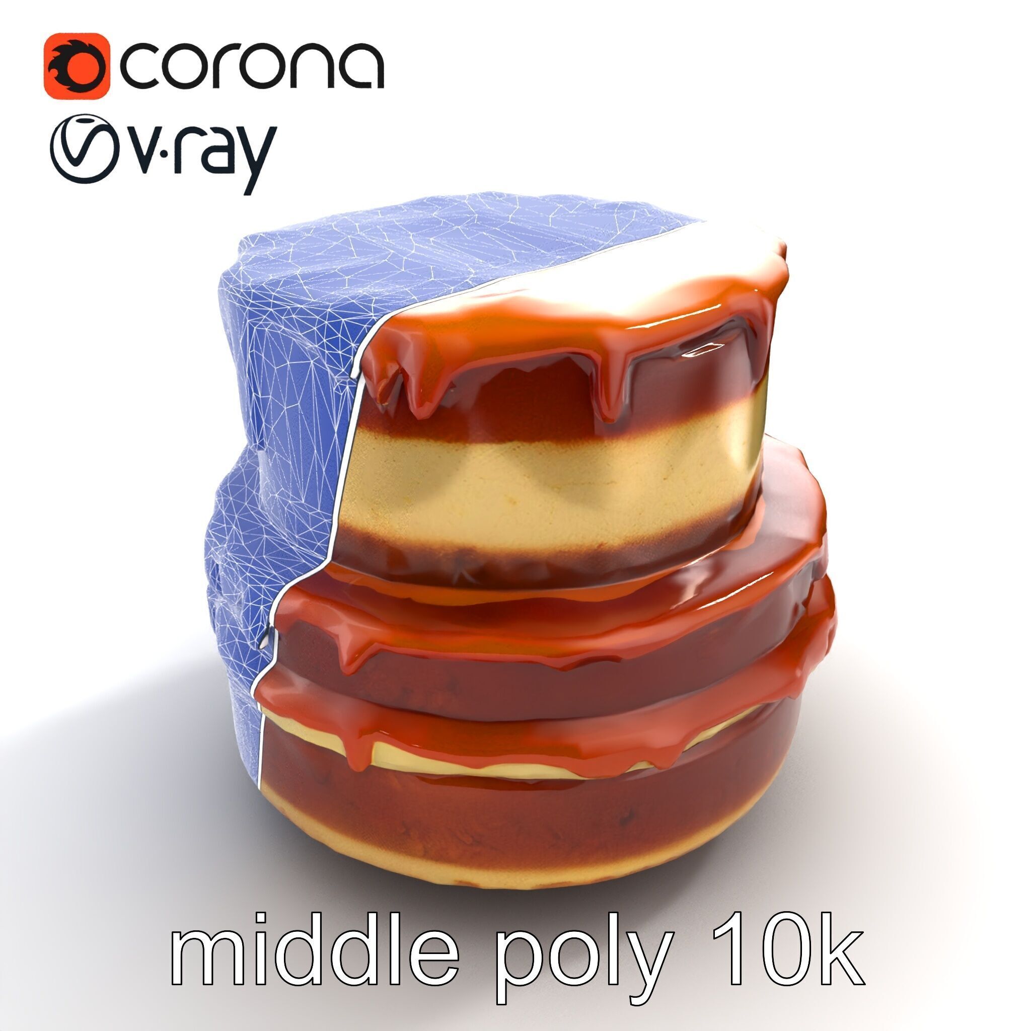 TwoTier Caramel Cake D Model Pack Low-poly 3D model_28