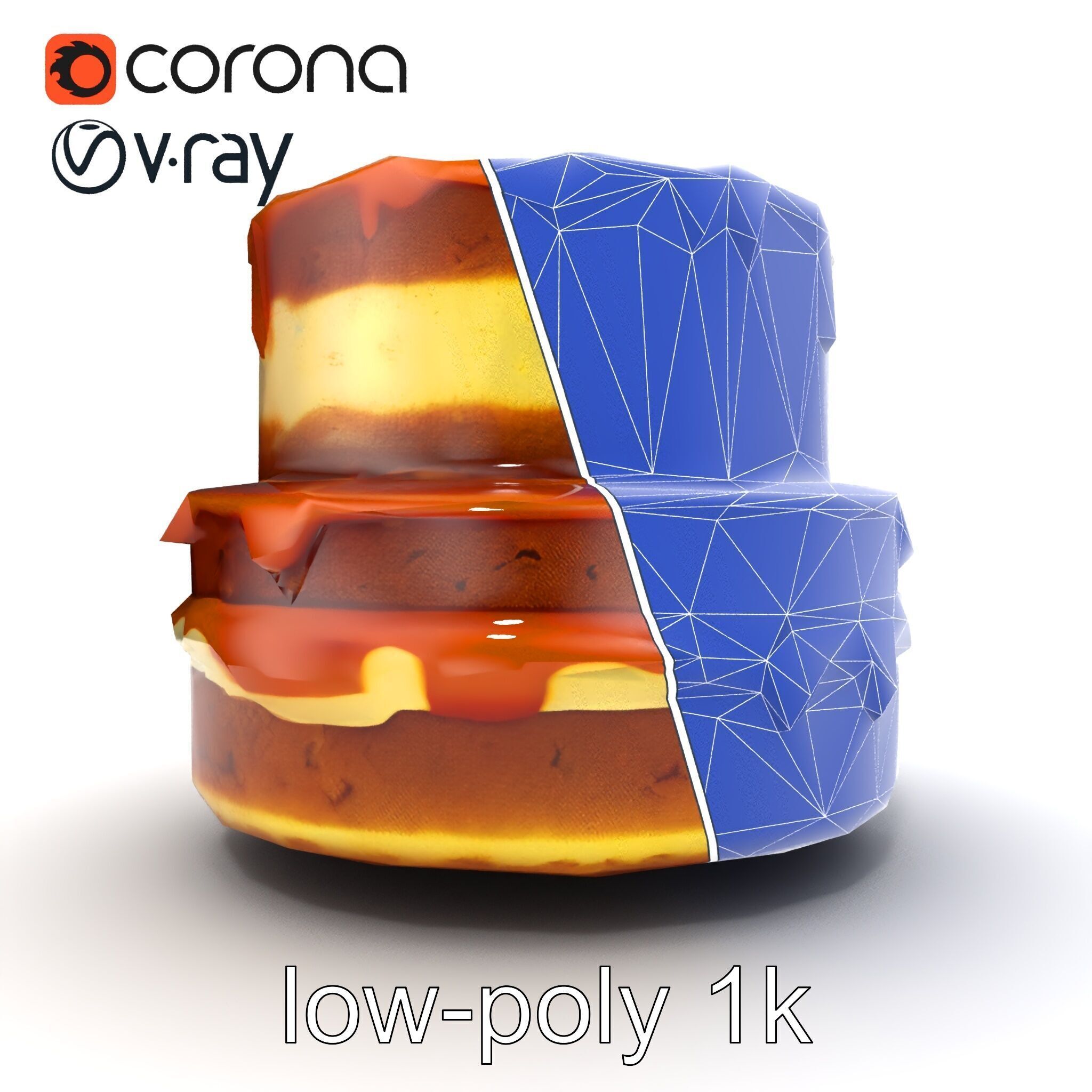 TwoTier Caramel Cake D Model Pack Low-poly 3D model_30