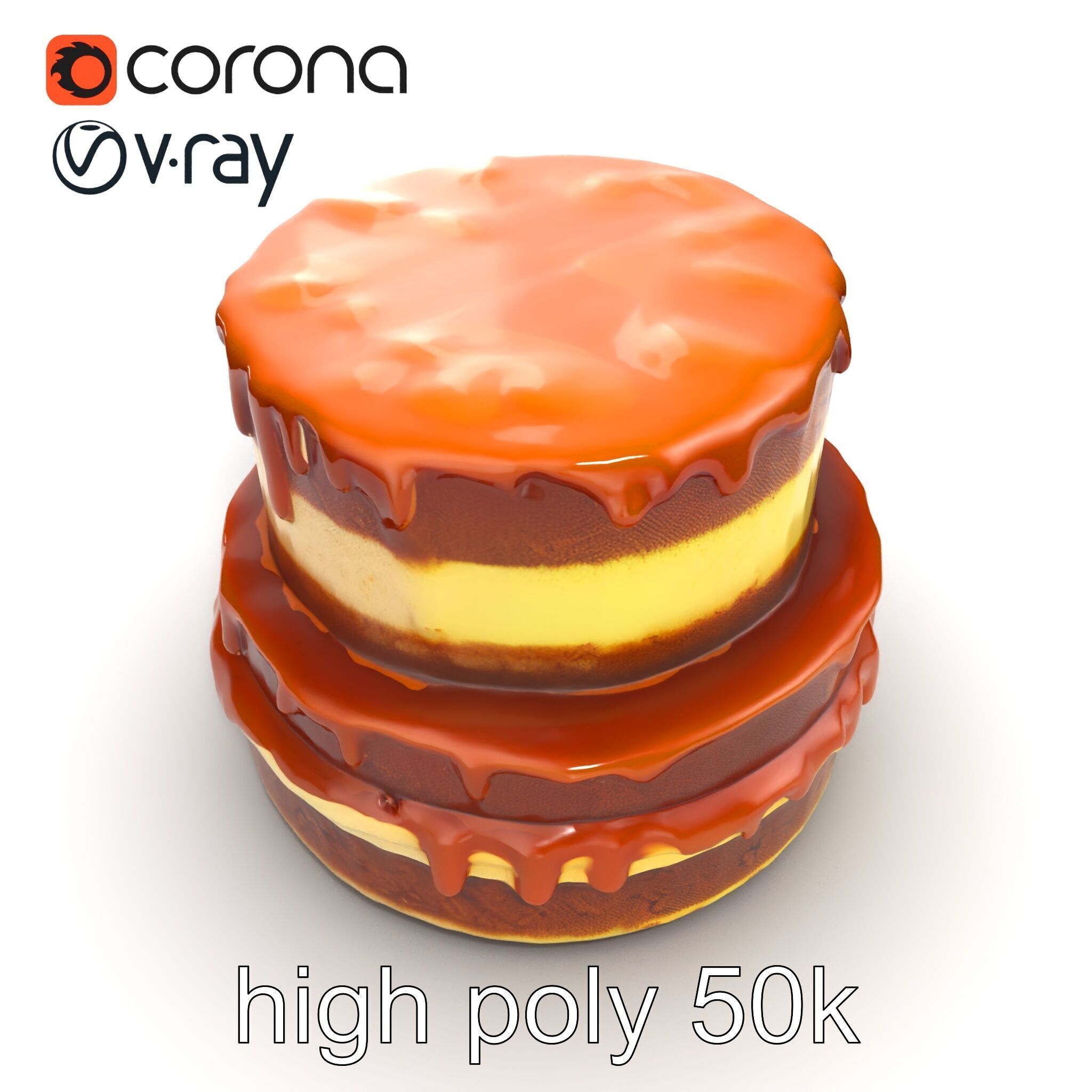 TwoTier Caramel Cake D Model Pack Low-poly 3D model_20