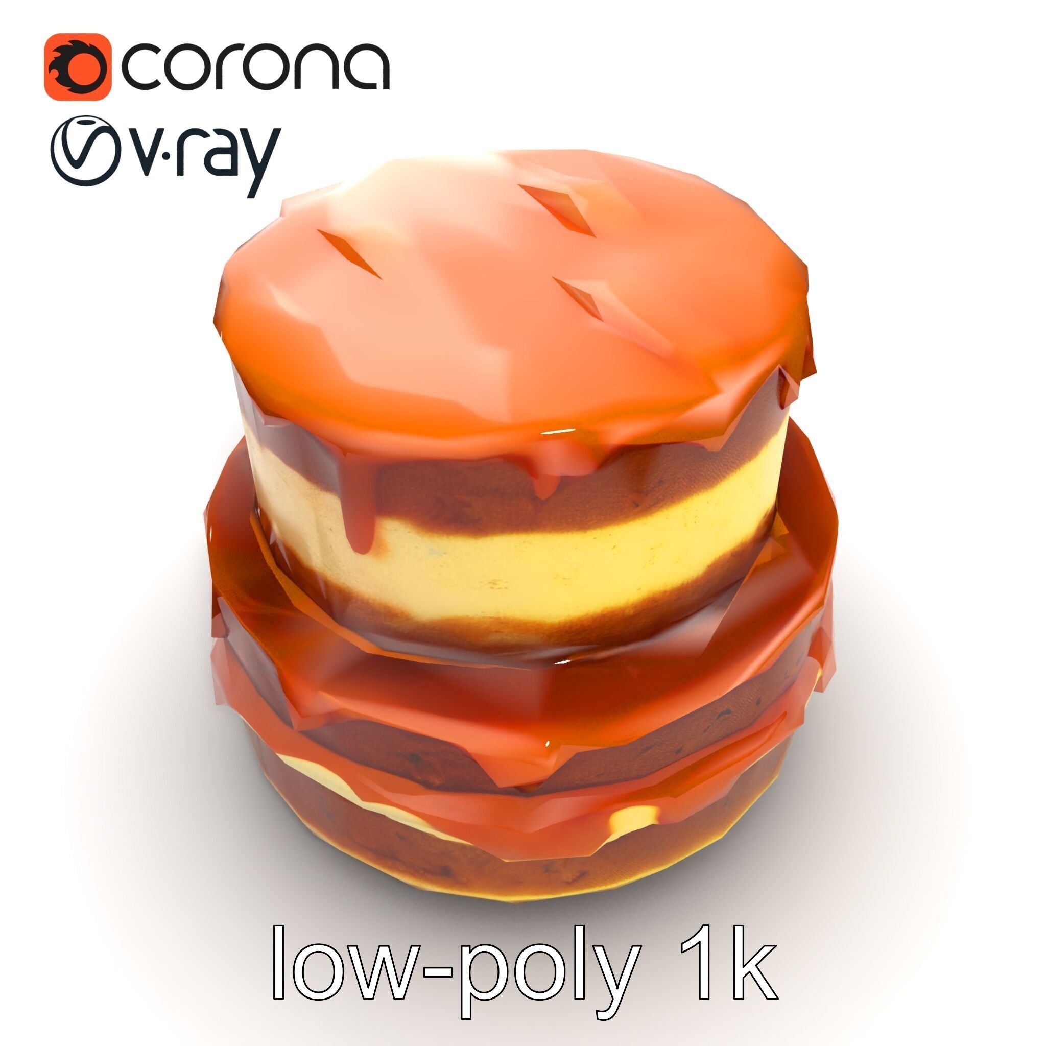 TwoTier Caramel Cake D Model Pack Low-poly 3D model_21