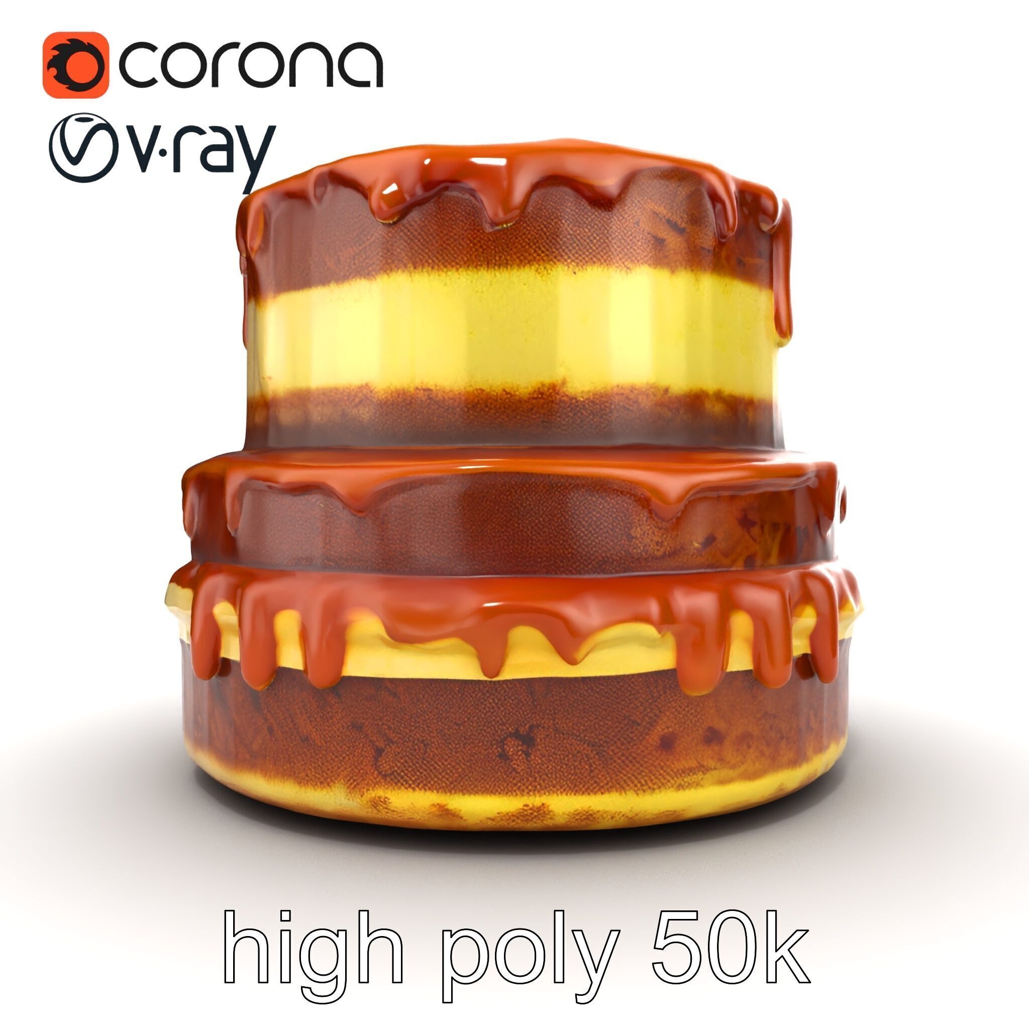 TwoTier Caramel Cake D Model Pack Low-poly 3D model_27