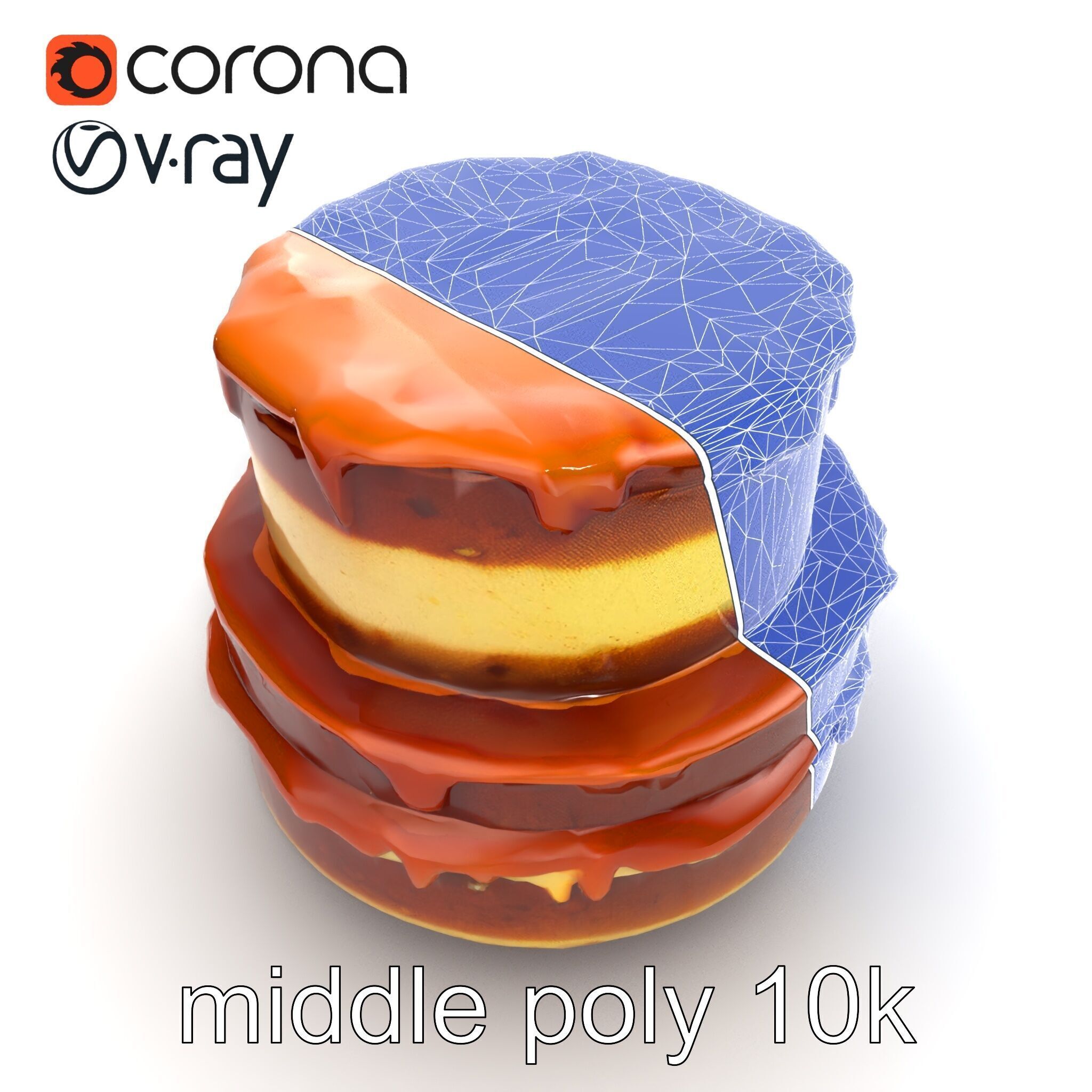 TwoTier Caramel Cake D Model Pack Low-poly 3D model_19