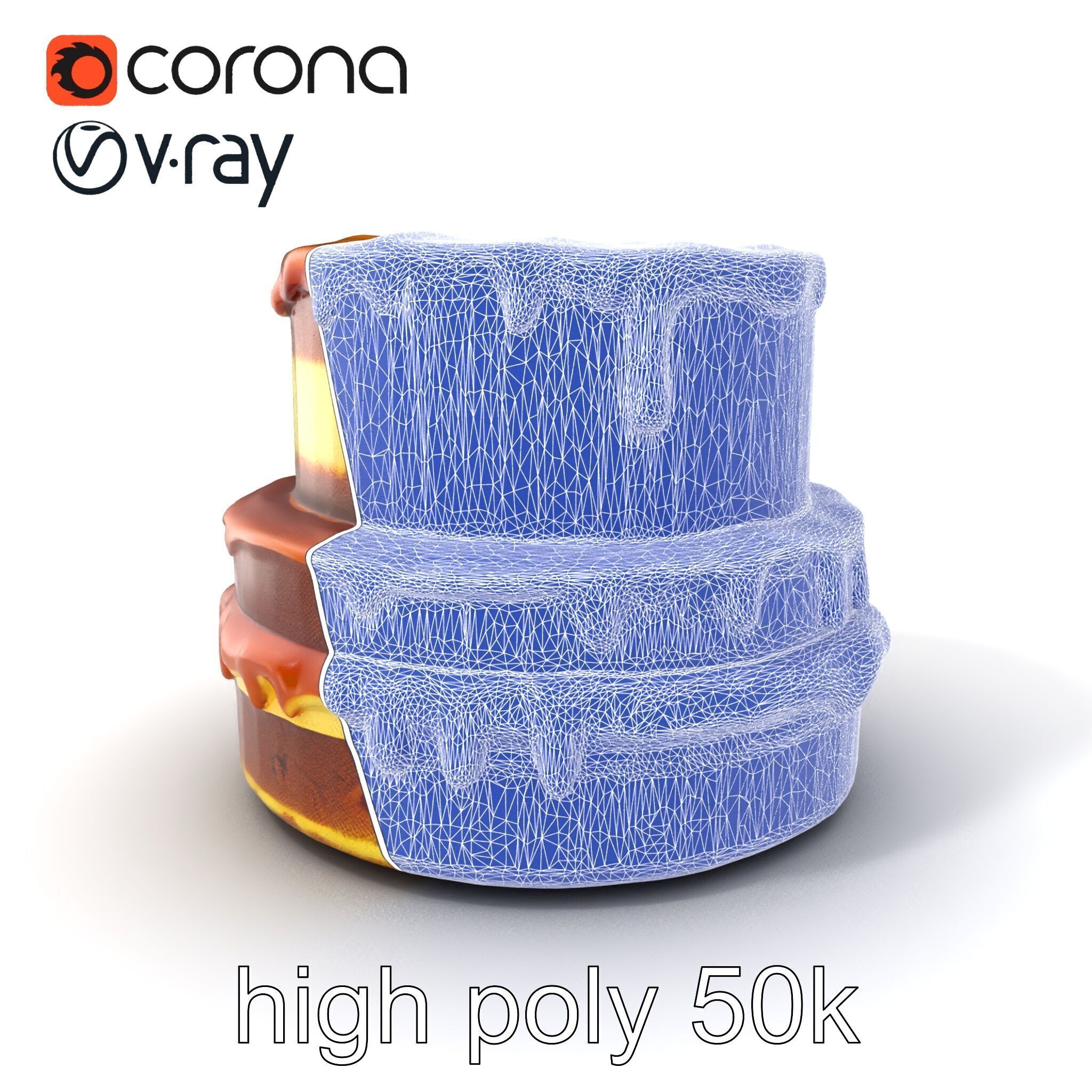 TwoTier Caramel Cake D Model Pack Low-poly 3D model_10