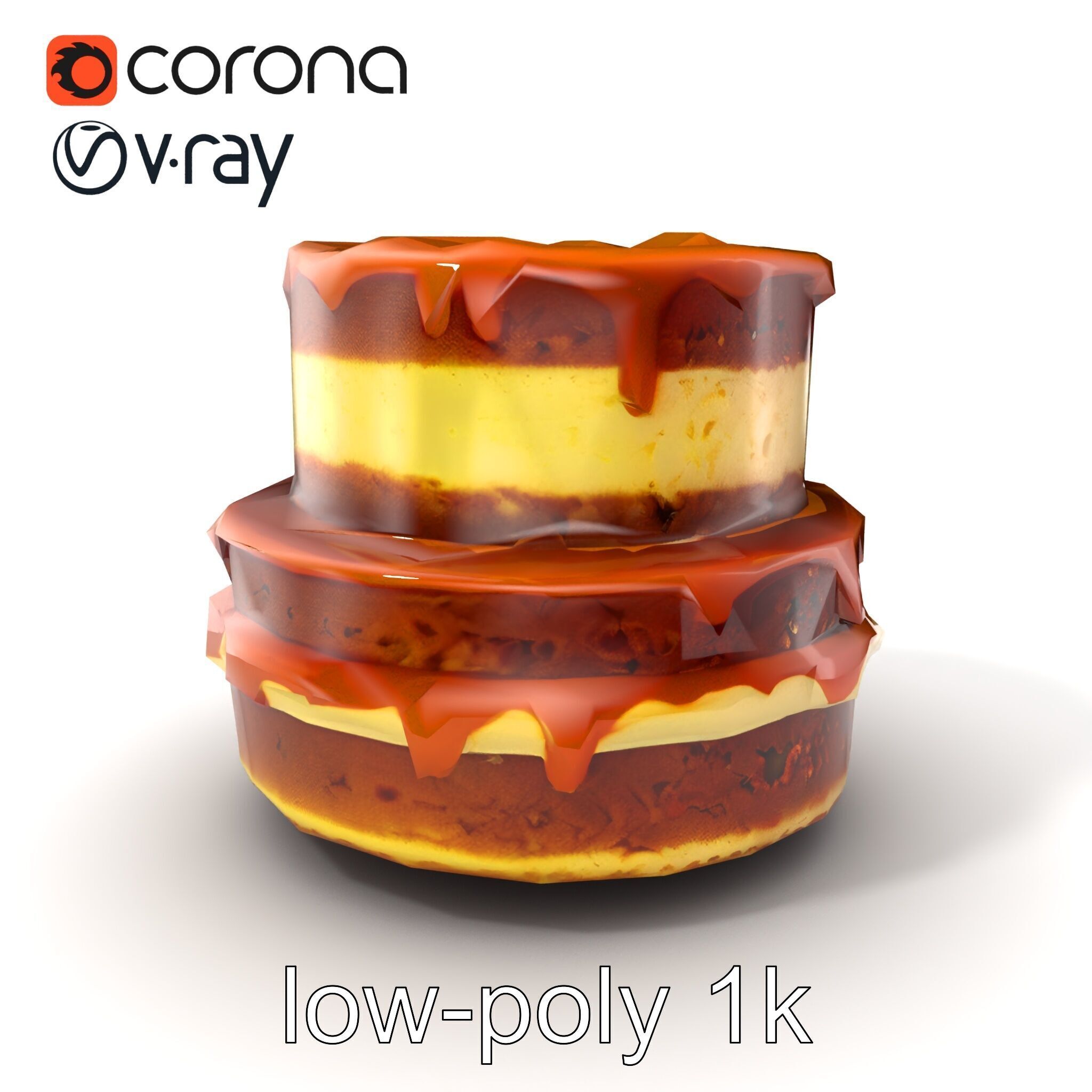 TwoTier Caramel Cake D Model Pack Low-poly 3D model_5