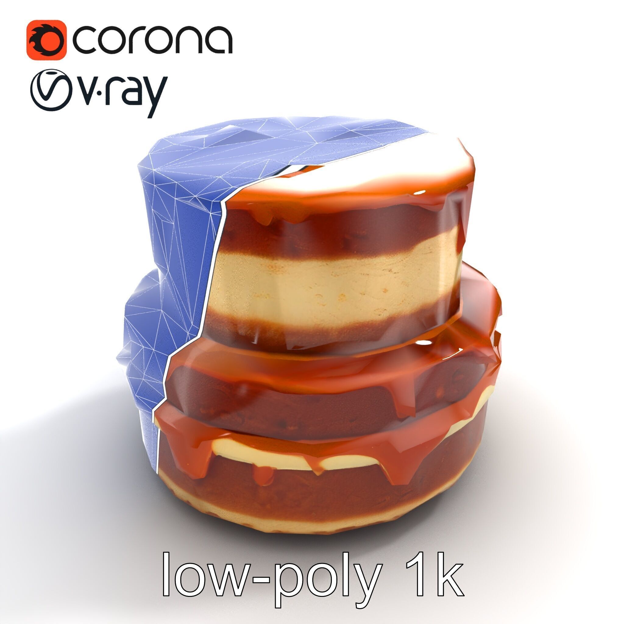 TwoTier Caramel Cake D Model Pack Low-poly 3D model_11
