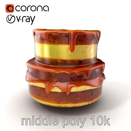 TwoTier Caramel Cake D Model Pack Low-poly 3D model