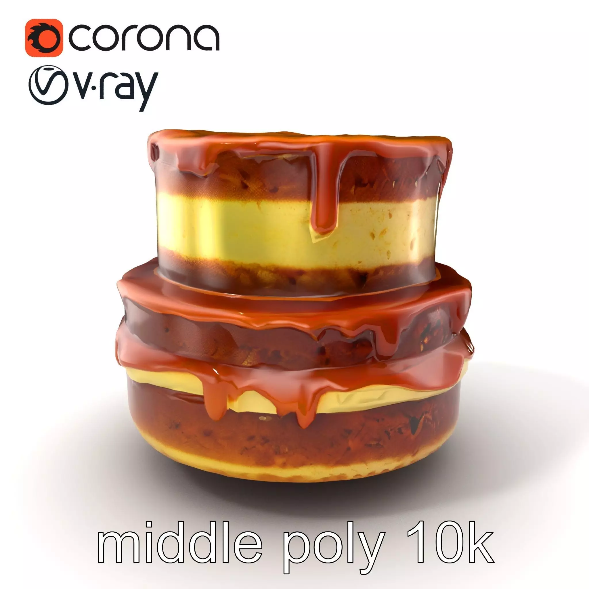 TwoTier Caramel Cake D Model Pack Low-poly 3D model_0