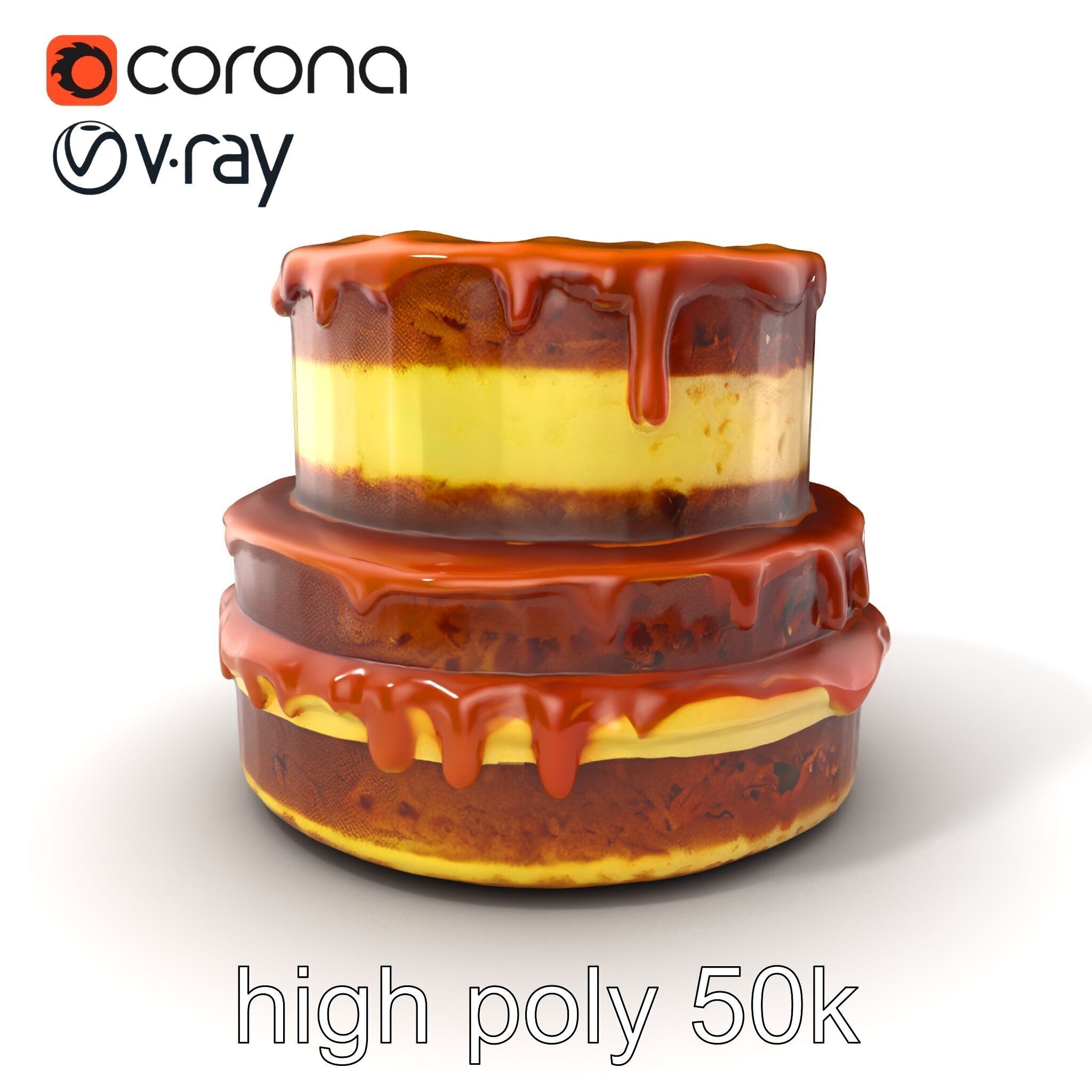 TwoTier Caramel Cake D Model Pack Low-poly 3D model_2