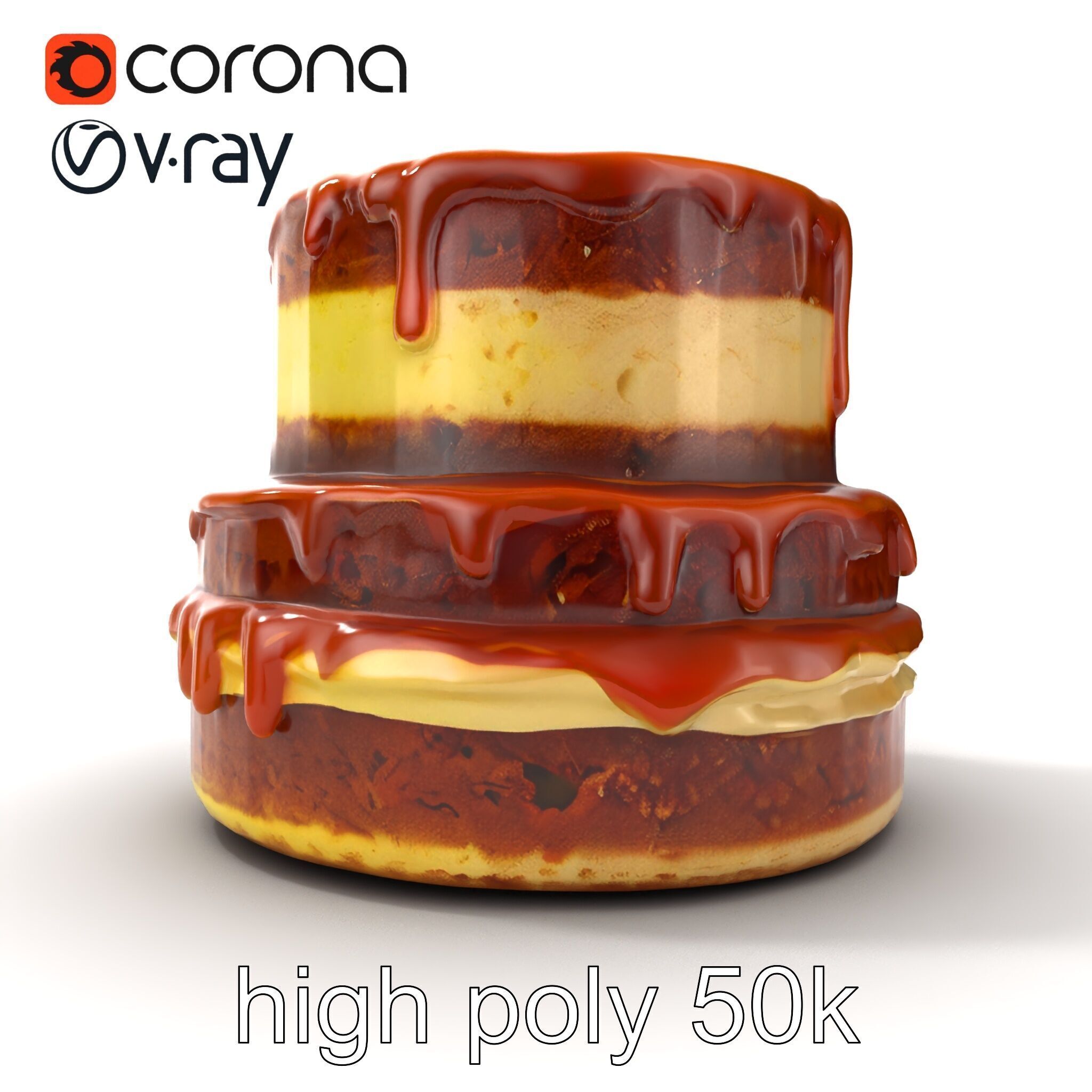 TwoTier Caramel Cake D Model Pack Low-poly 3D model_18